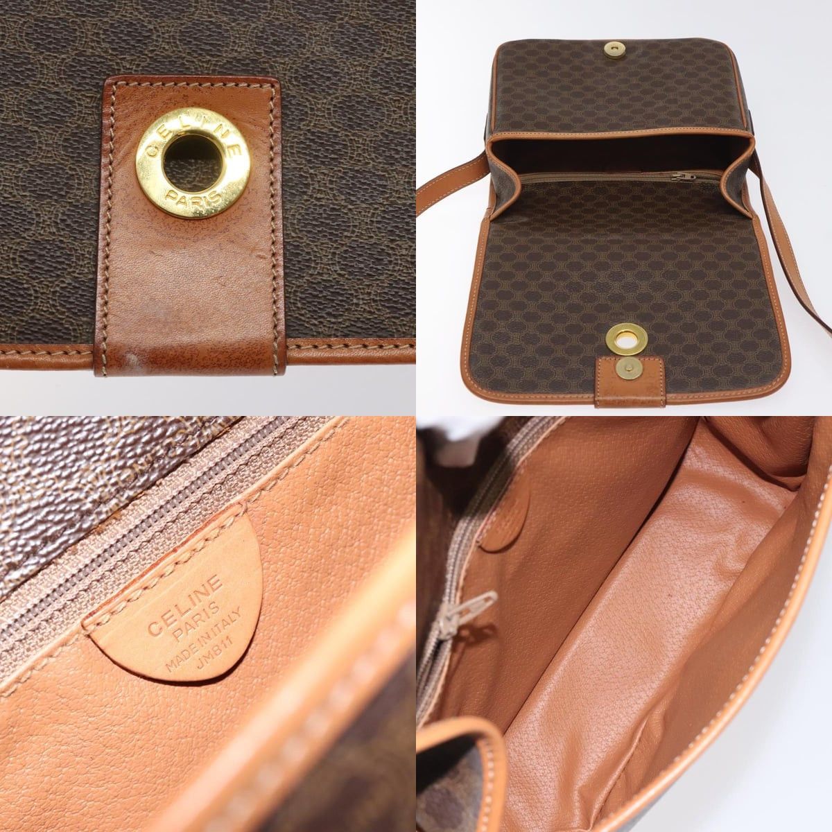 Celine CELINE Macadam Canvas Shoulder Bag Pvc Leather Brown Gold Size ONE SIZE - 11 Thumbnail