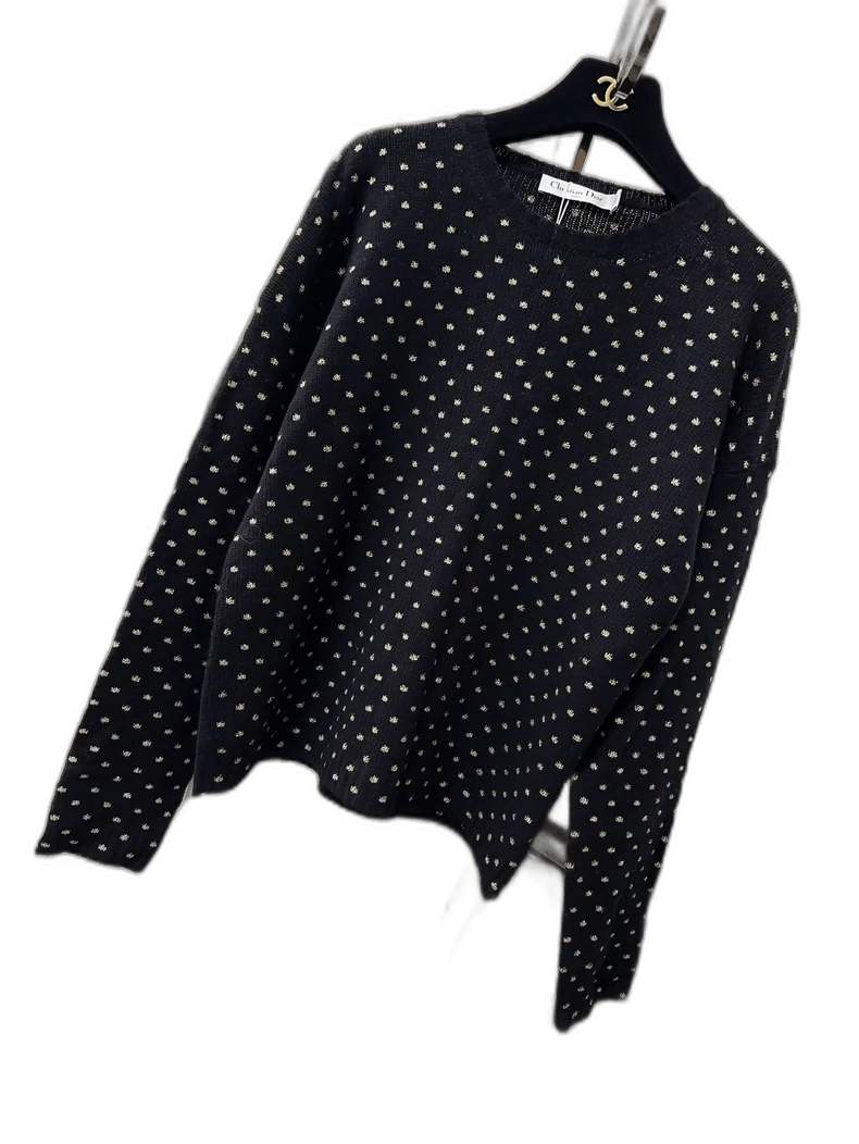 Dior Dior Black Gold Embroidered Knit Top-2506 Size M / US 6-8 / IT 42-44 - 1 Thumbnail