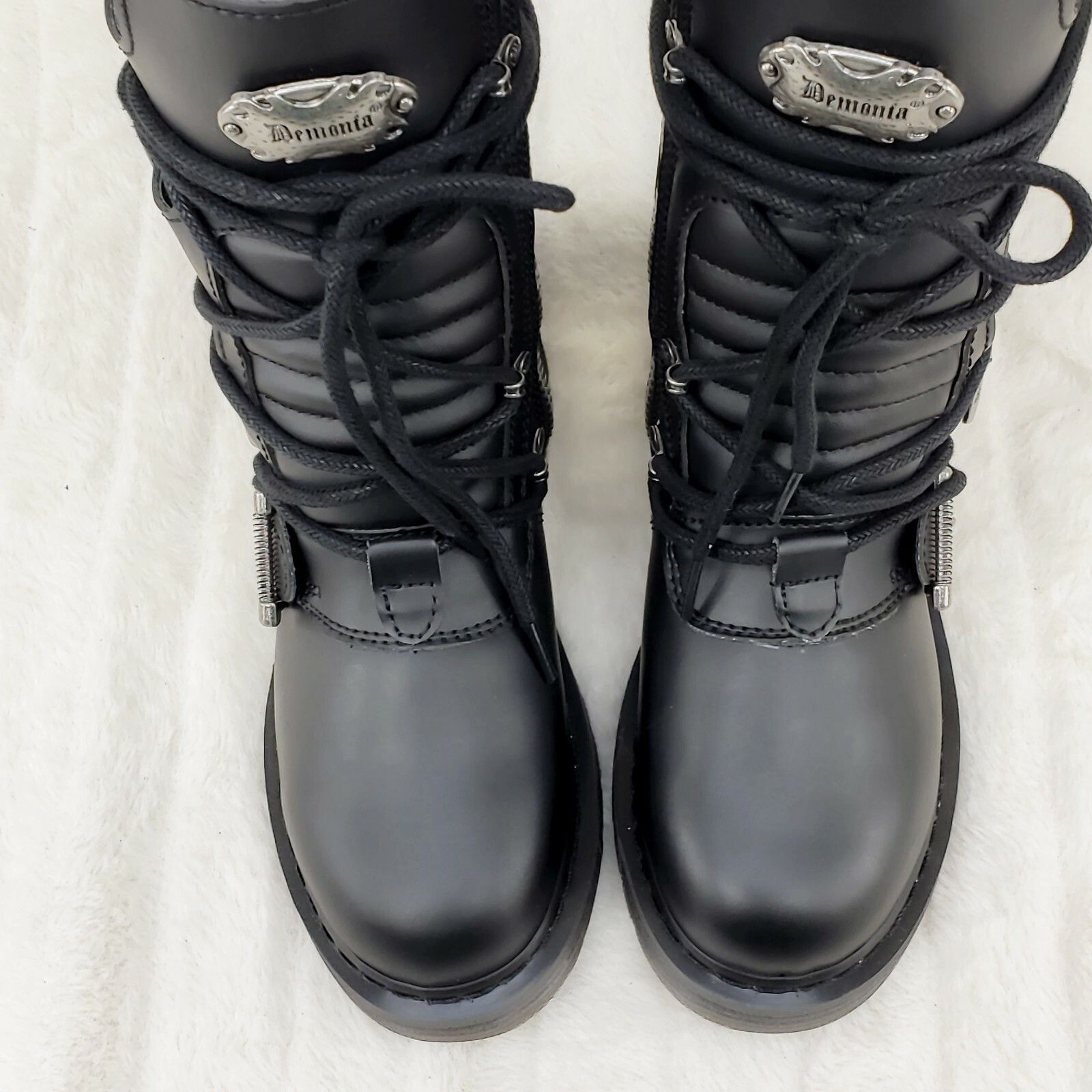 Other DEMONIA Bolt 265 Goth Combat Biker Ankle Boots Black Matte M Size US 13 / EU 46 - 8 Thumbnail