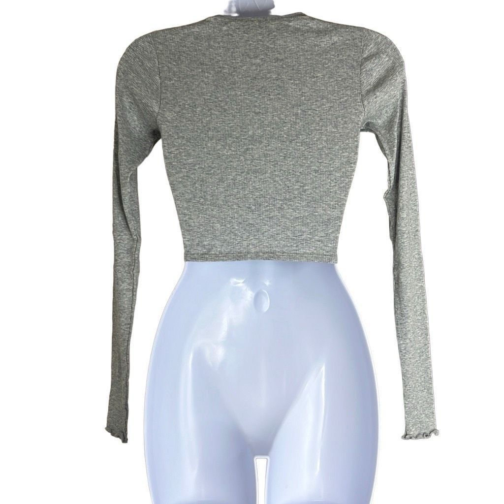 Skin Andreea Ali Womens 0 XS Crop Top Gray Organic Pima Ribb
