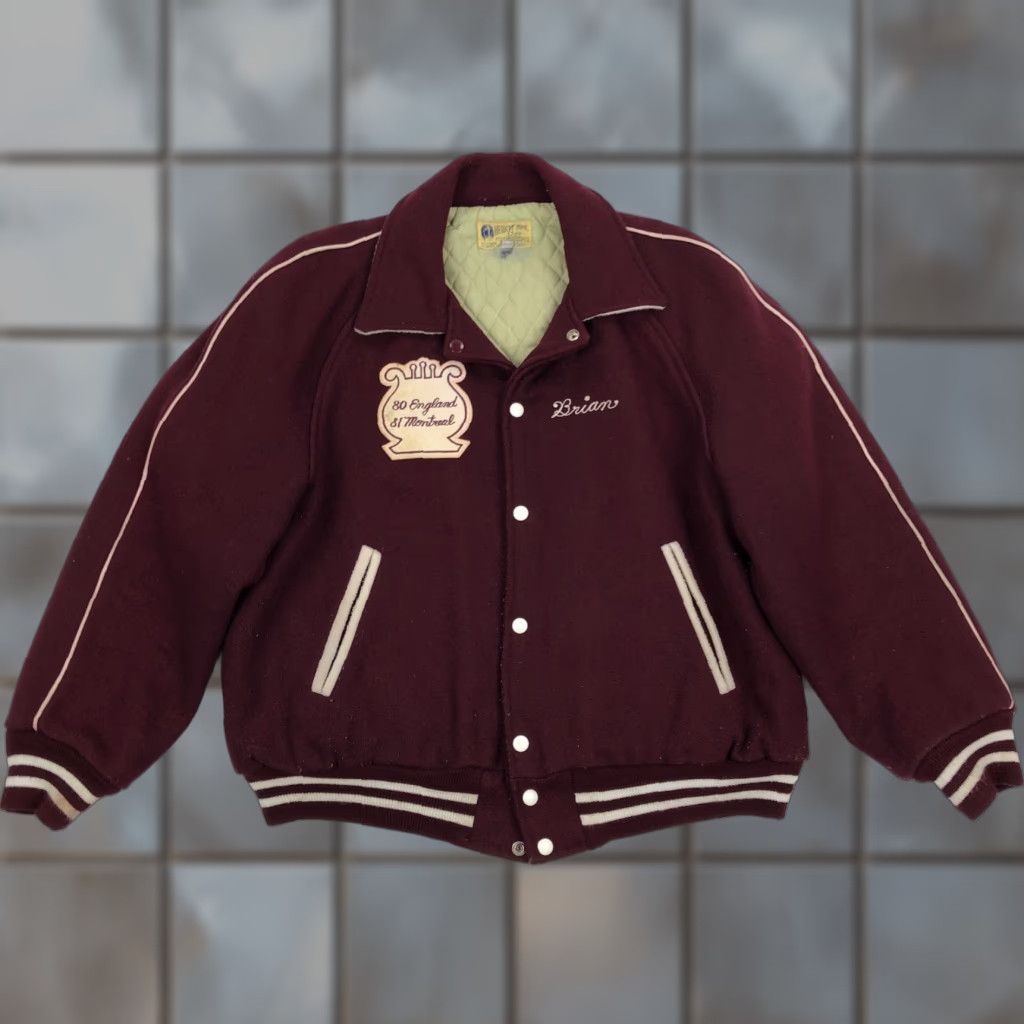Vintage VINTAGE Hewitt Wool Jacket Men 46 Red Varsity School Marching Band Clifton High Mustangs Size US S / EU 44-46 / 1 - 1 Thumbnail
