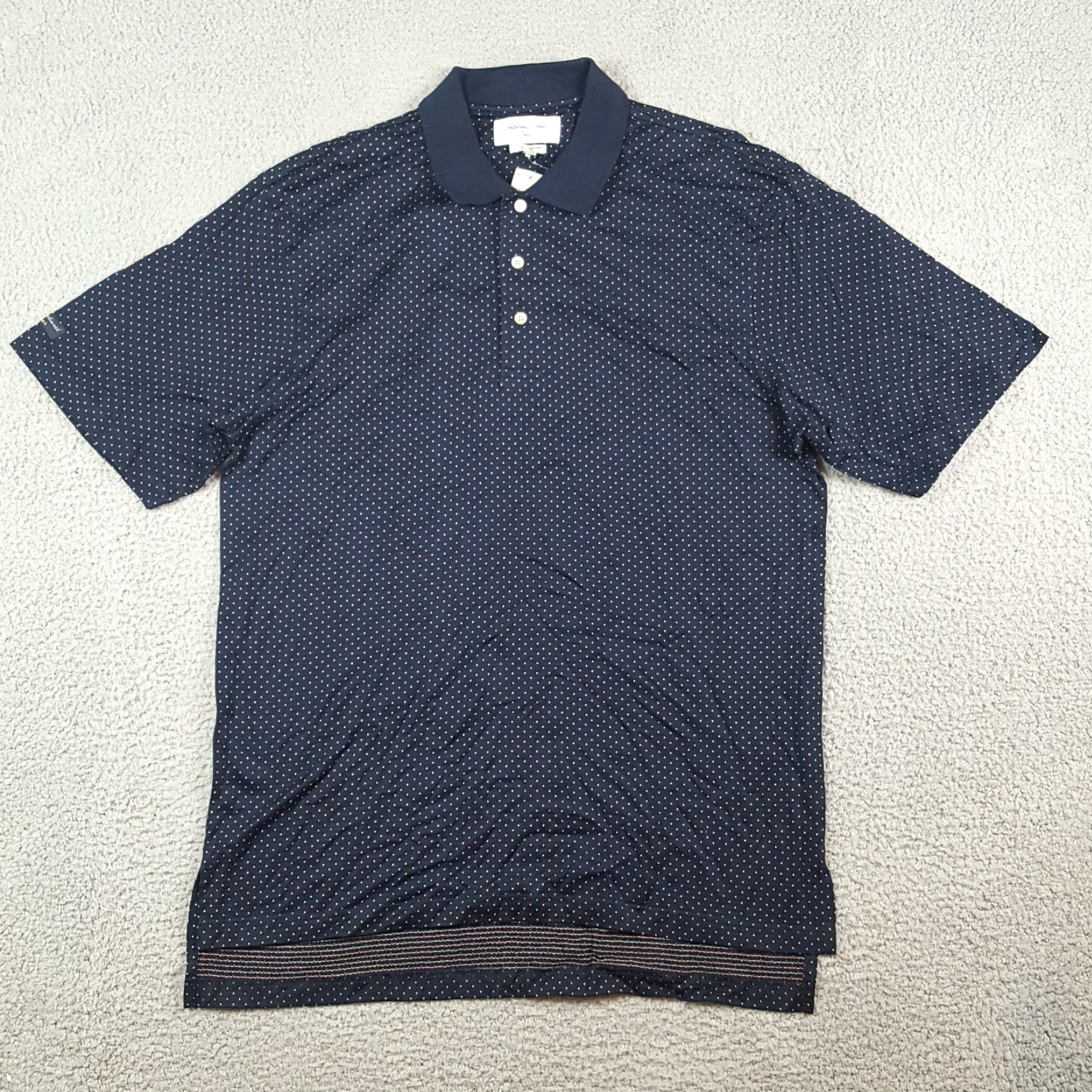 Izod VINTAGE IZOD Polo Shirt Polka Dot Navy Blue Mercerized Cotton Size M Short Sleeve Collared Shirt Men 90s Preppy Beach Workwear Golf Casual Punk Rock Size US M / EU 48-50 / 2 - 2 Thumbnail