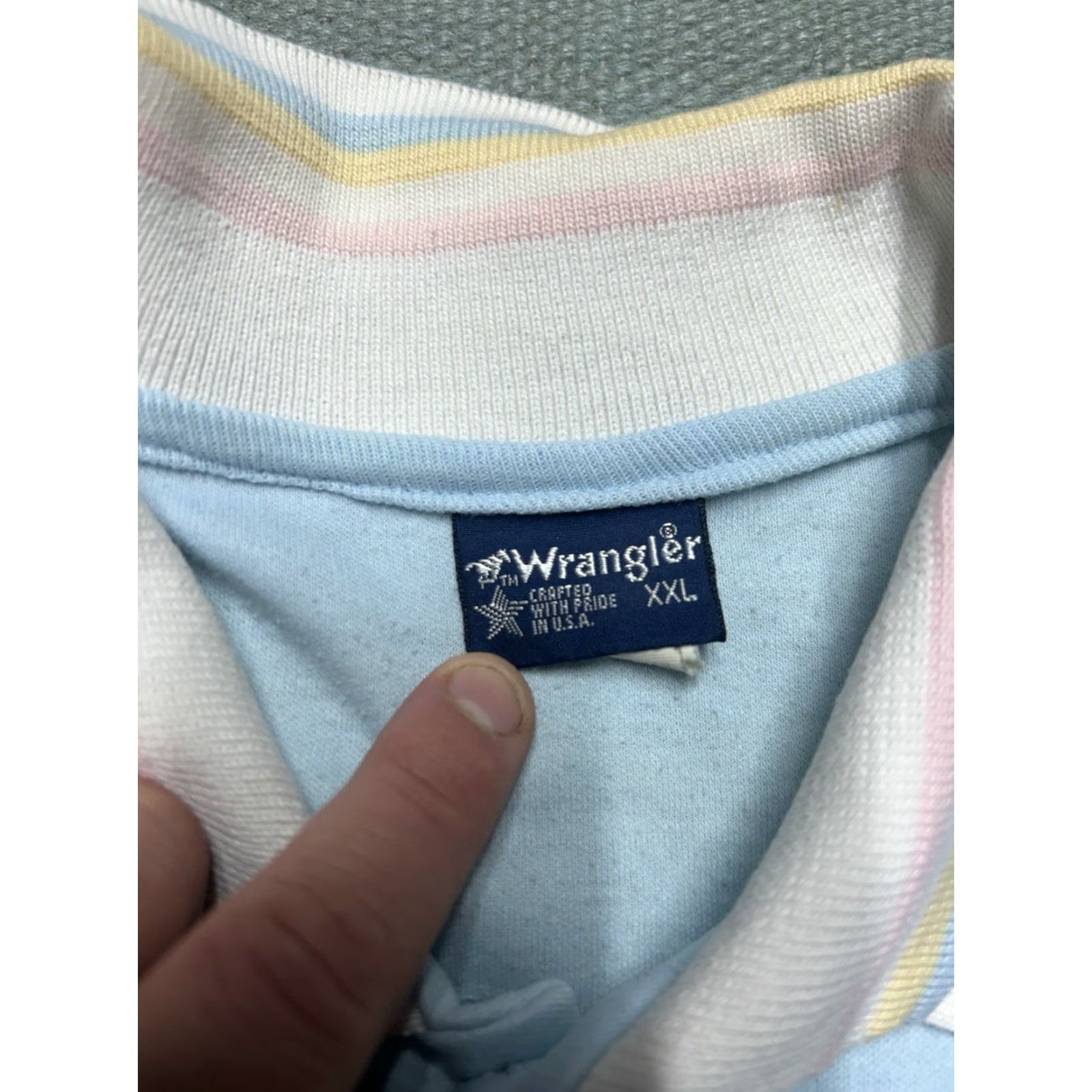 Wrangler VINTAGE Wrangler Polo Shirt 2XL Short Sleeve Men Blues 80s Polyester Poly Cotton Made in USA Size US XXL / EU 58 / 5 - 5 Thumbnail