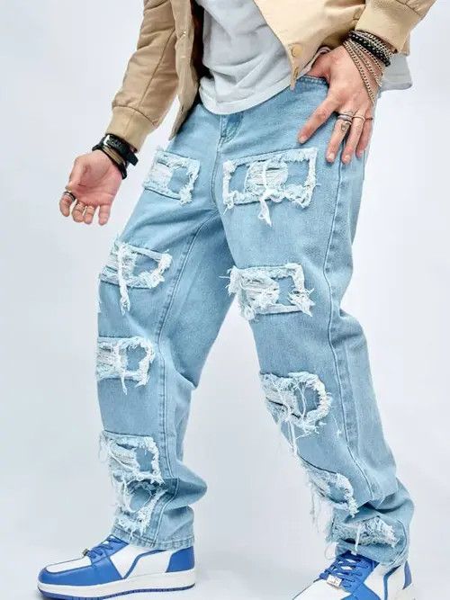 Japanese Brand Distressed Ripped Y2k Denim Jeans Size US 32 / EU 48 - 2 Thumbnail