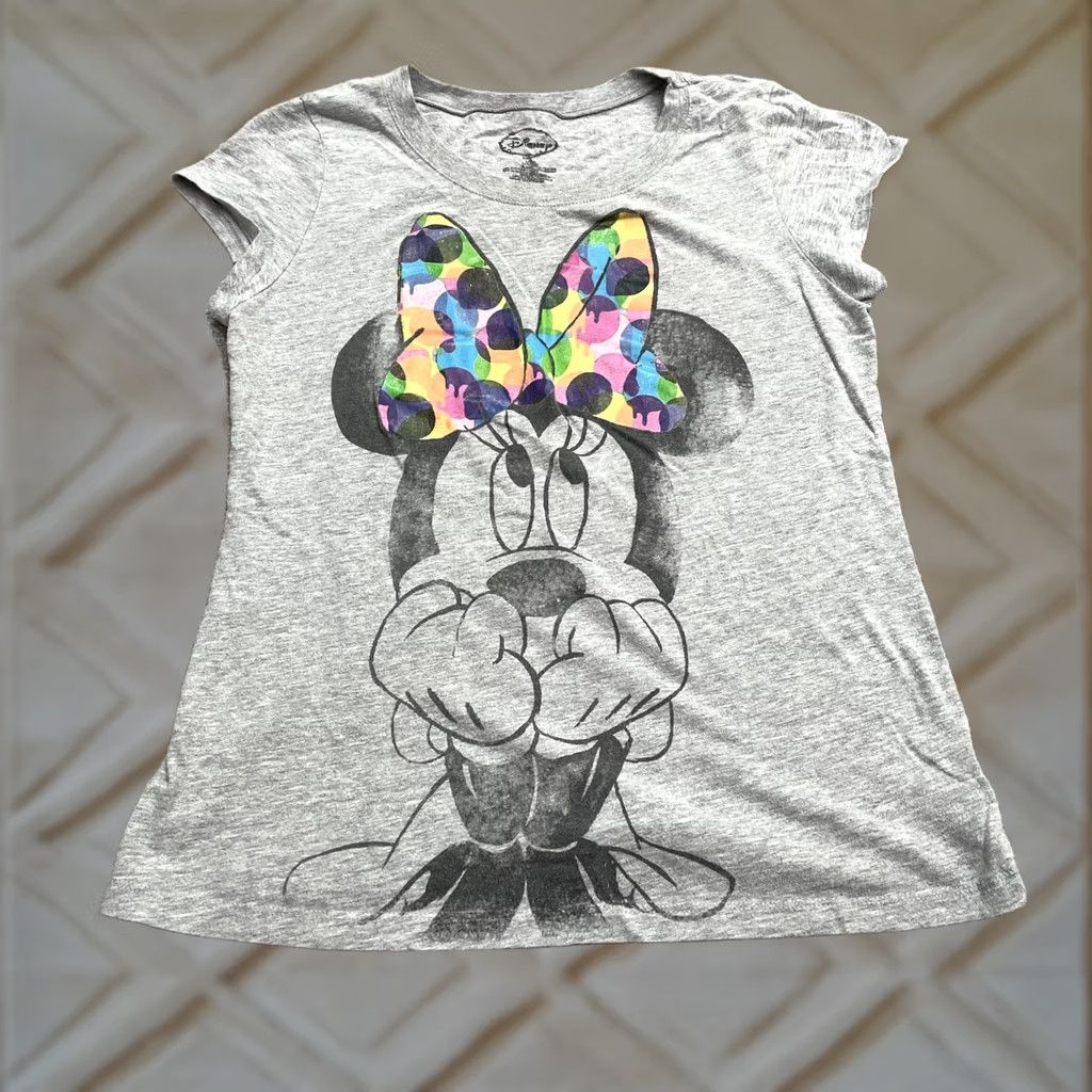 Disney Disney Minnie Mouse Graphic T-Shirt Junior Large Gray Crew Neck Short Sleeve Tee Size S / US 4 / IT 40 - 1 Thumbnail