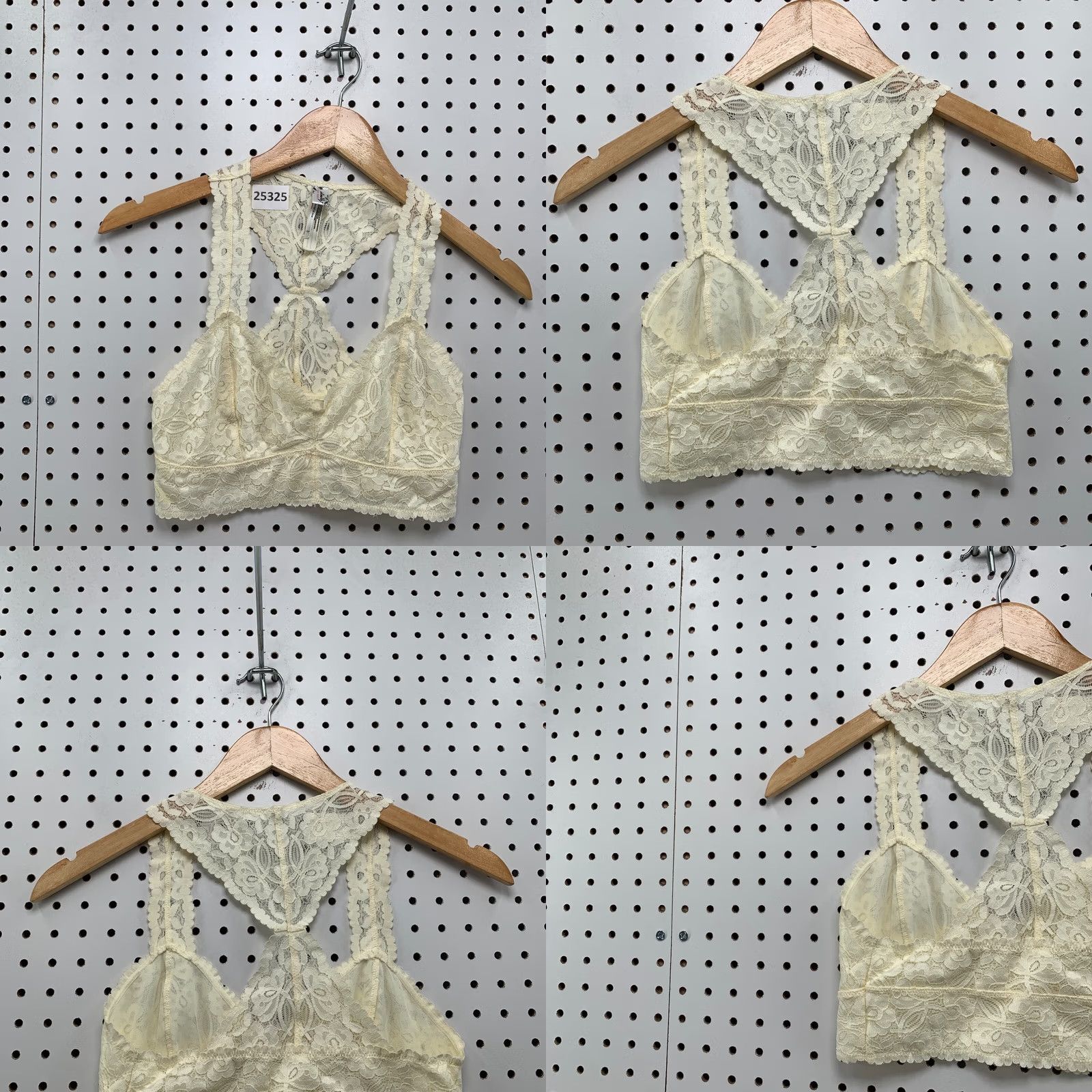 Free People Intimately Free People Galloon Nylon Lace Halter Bralette Beige Small 13x12 Size ONE SIZE - 8 Thumbnail