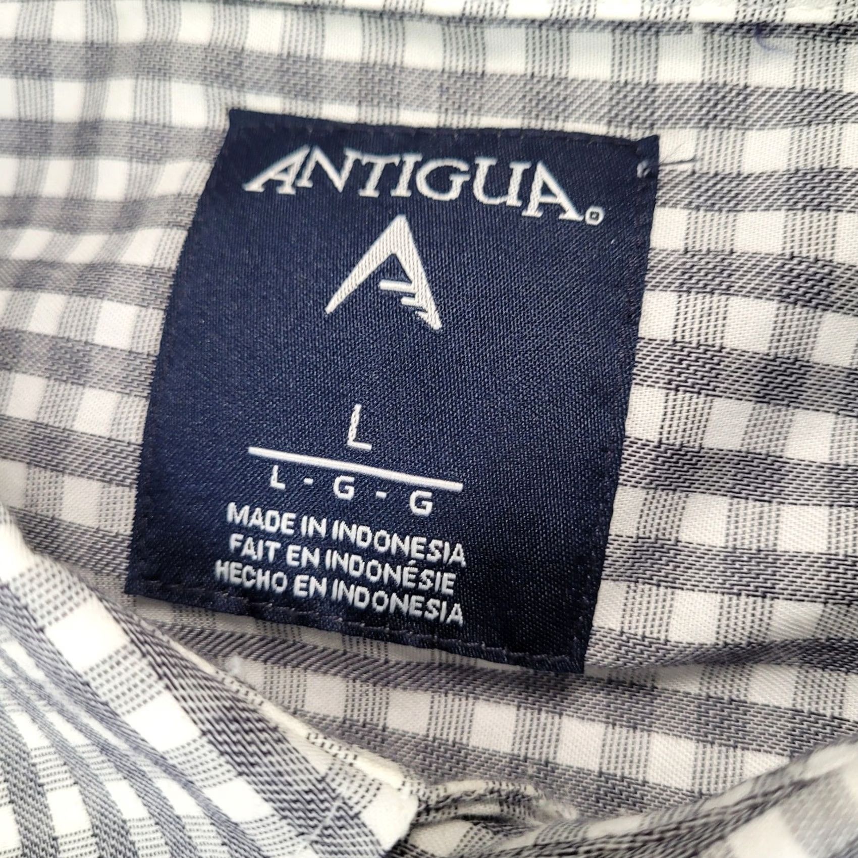 MLB Antigua Mens Atlanta Braves MLB Gingham Button Down Shirt Grey White Large L Size US L / EU 52-54 / 3 - 3 Thumbnail