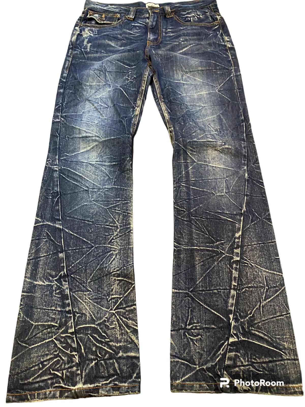 Japanese Brand Flare jeans Nylons Boot Cut crazy lightning Size US 33 - 2 Thumbnail