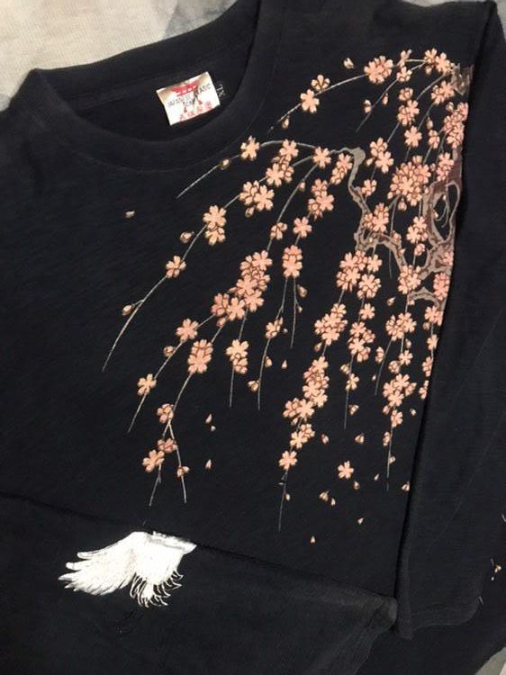 Other Embroidered Sakura Japanese Classic Script Longsleeve Size US L / EU 52-54 / 3 - 7 Thumbnail
