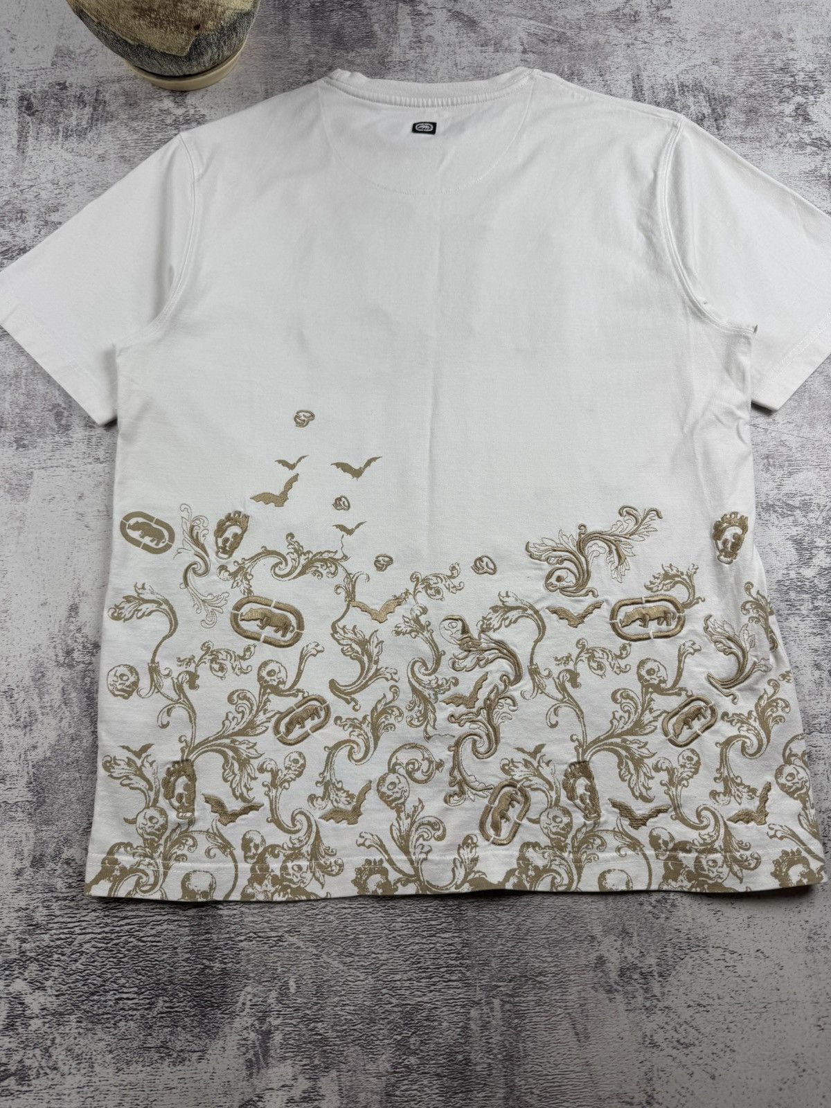 Ecko Unltd. Vintage Ecko Unltd Skate Rap Gold Print Hip Hop Rap White Skull Y2K T Shirt Tee Size US L / EU 52-54 / 3 - 16 Thumbnail