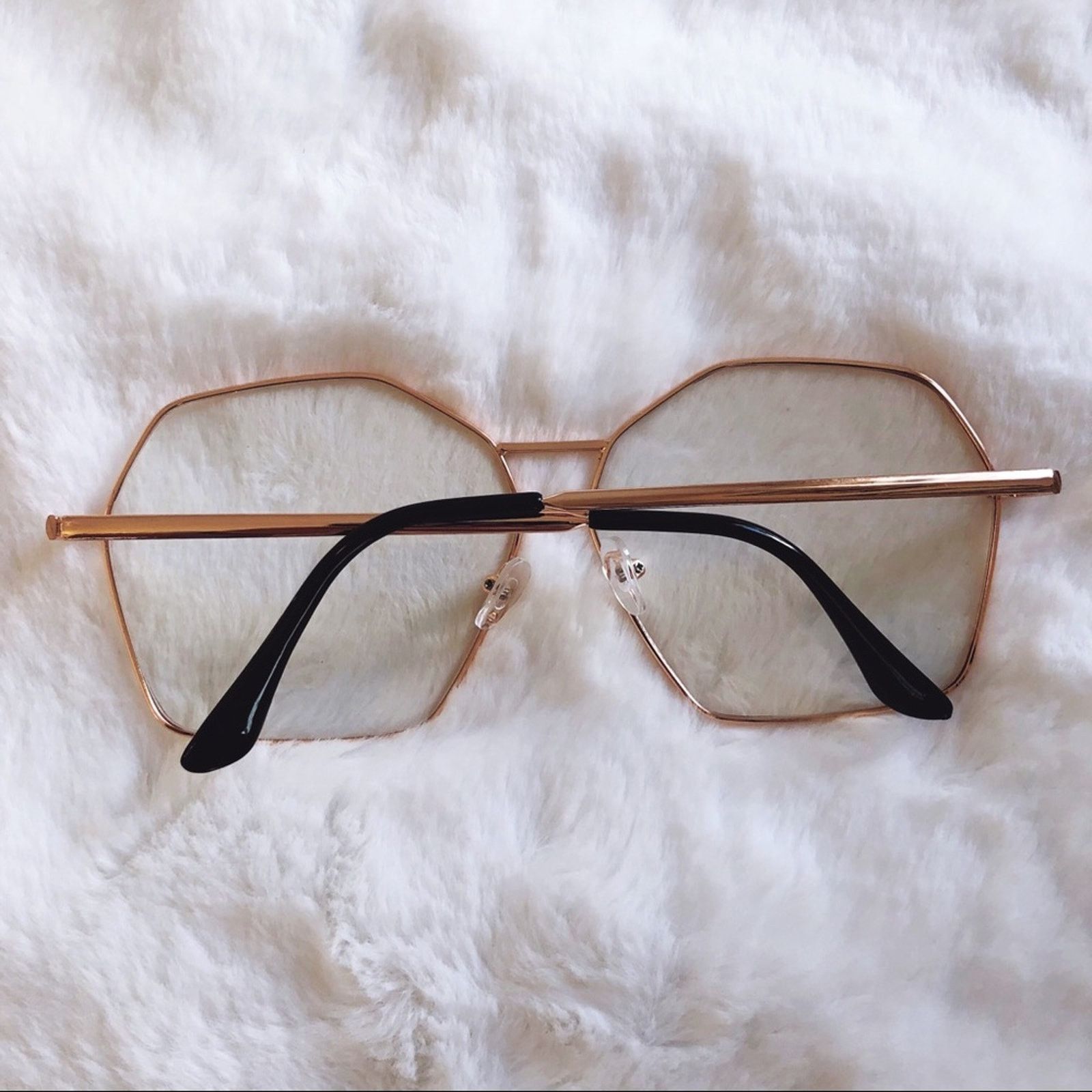 Other Peyton Rose Gold Hexagon Clear Sunglasses Size ONE SIZE - 8 Thumbnail