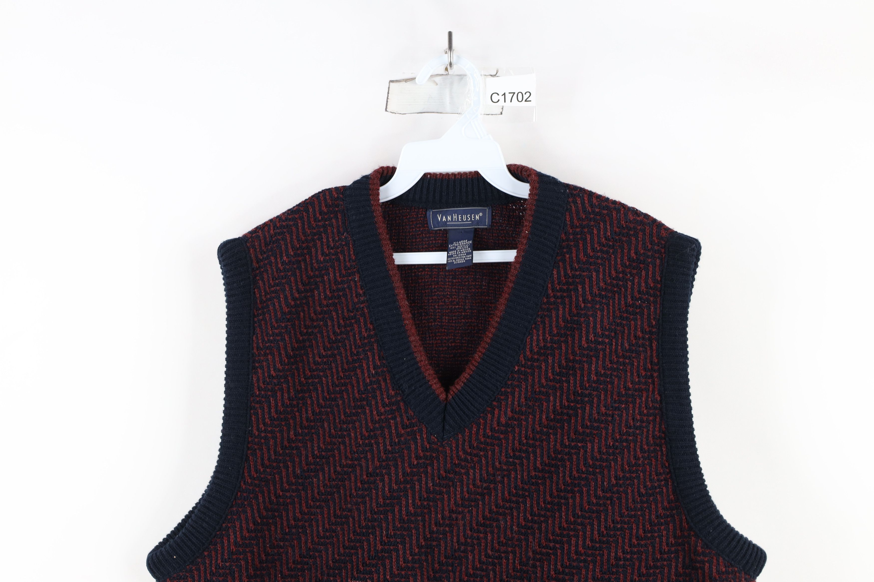 Vintage Vintage 90s Streetwear Herringbone Zig Zag Knit Sweater Vest Size US XL / EU 56 / 4 - 2 Thumbnail