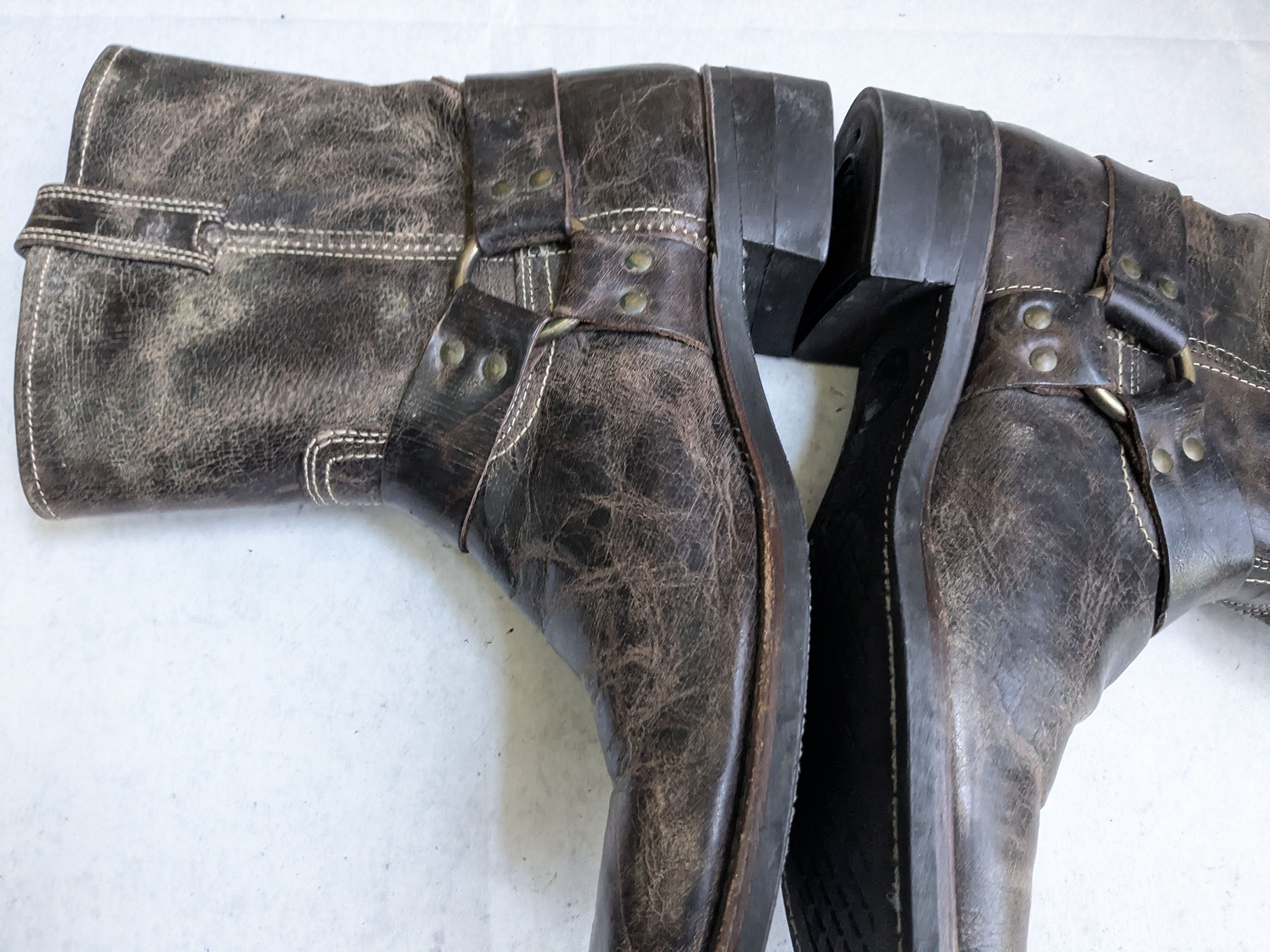 Frye Frye Harness Boots Brown Leather 12 M Leather Buckle Size US 12 / EU 45 - 13 Thumbnail
