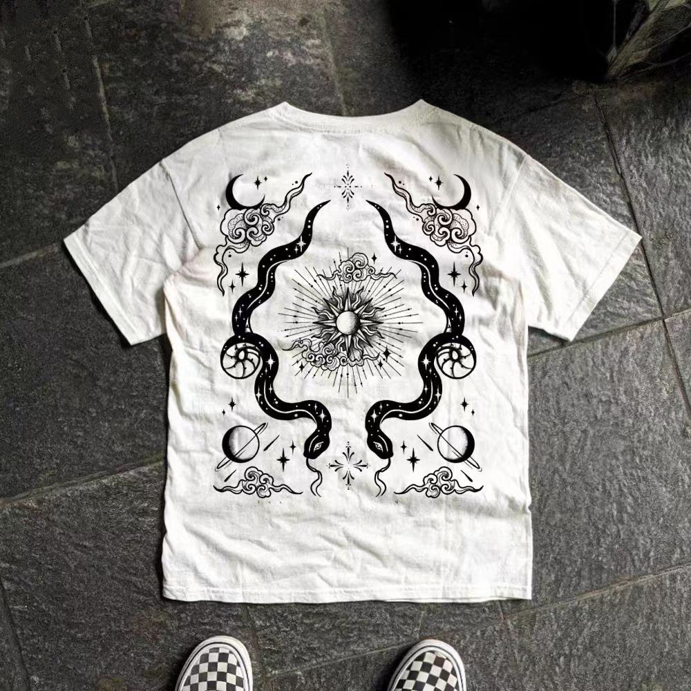 Vintage White Washed Vintage Snake Print T-Shirt Size US M / EU 48-50 / 2 - 1 Thumbnail