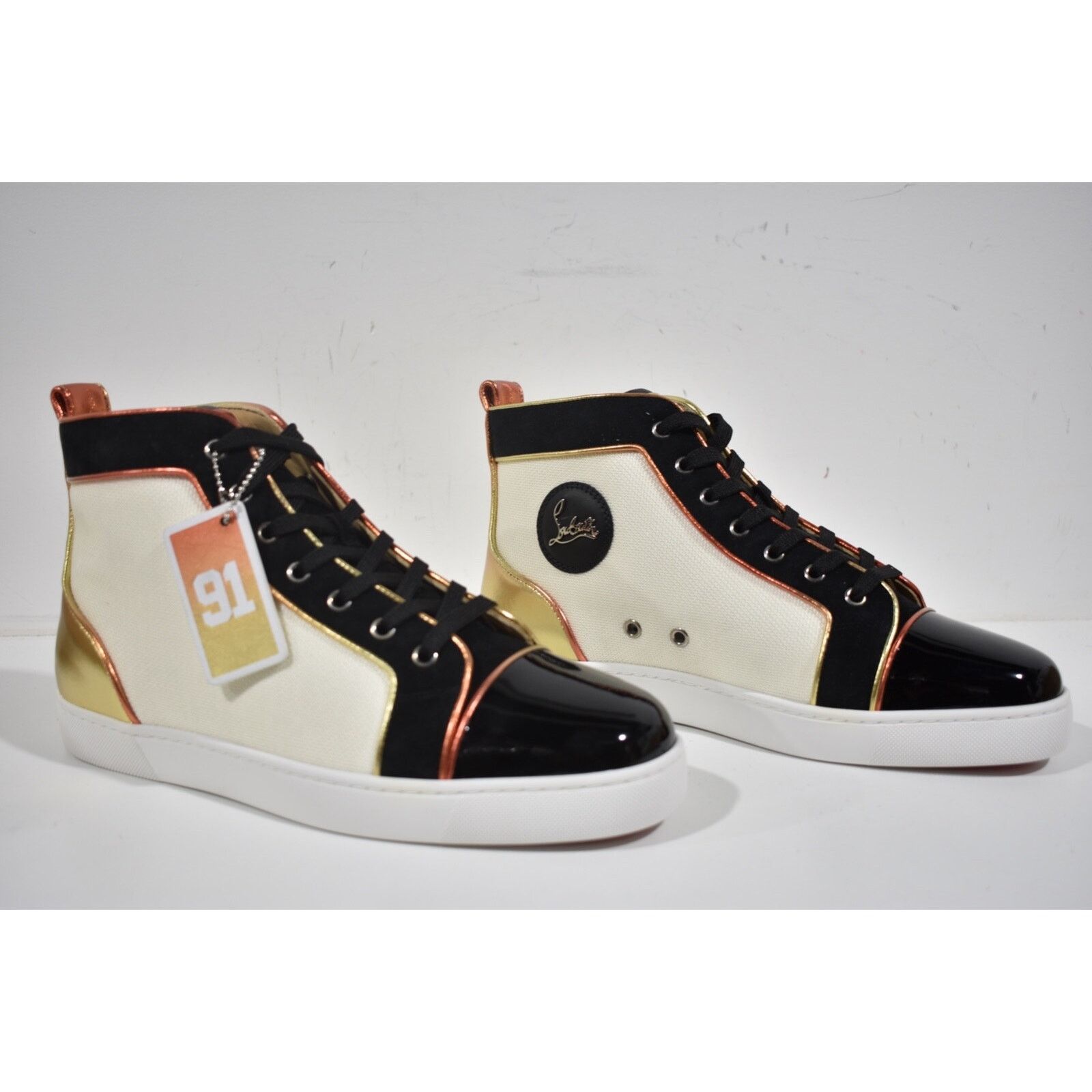 Christian Louboutin Christian Louboutin Mens Louis SB22 Flat Black White Size US 9.5 / EU 42-43 - 2 Thumbnail