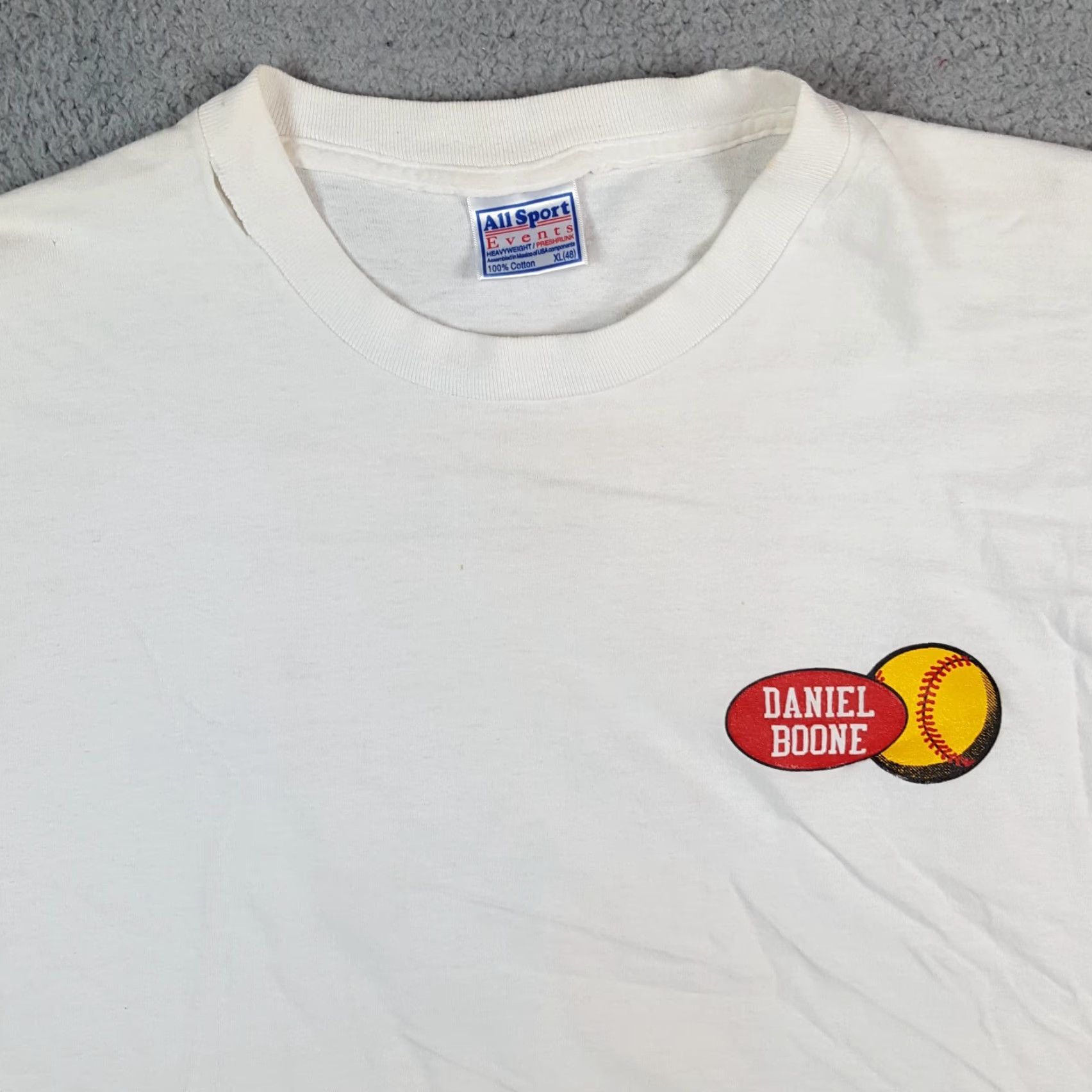Vintage VINTAGE Daniel Boone Baseball Men's XL T Shirt - 90s Retro School Sports 100% Cotton White Short Sleeve Crew Neck Allsports Size US XL / EU 56 / 4 - 3 Thumbnail