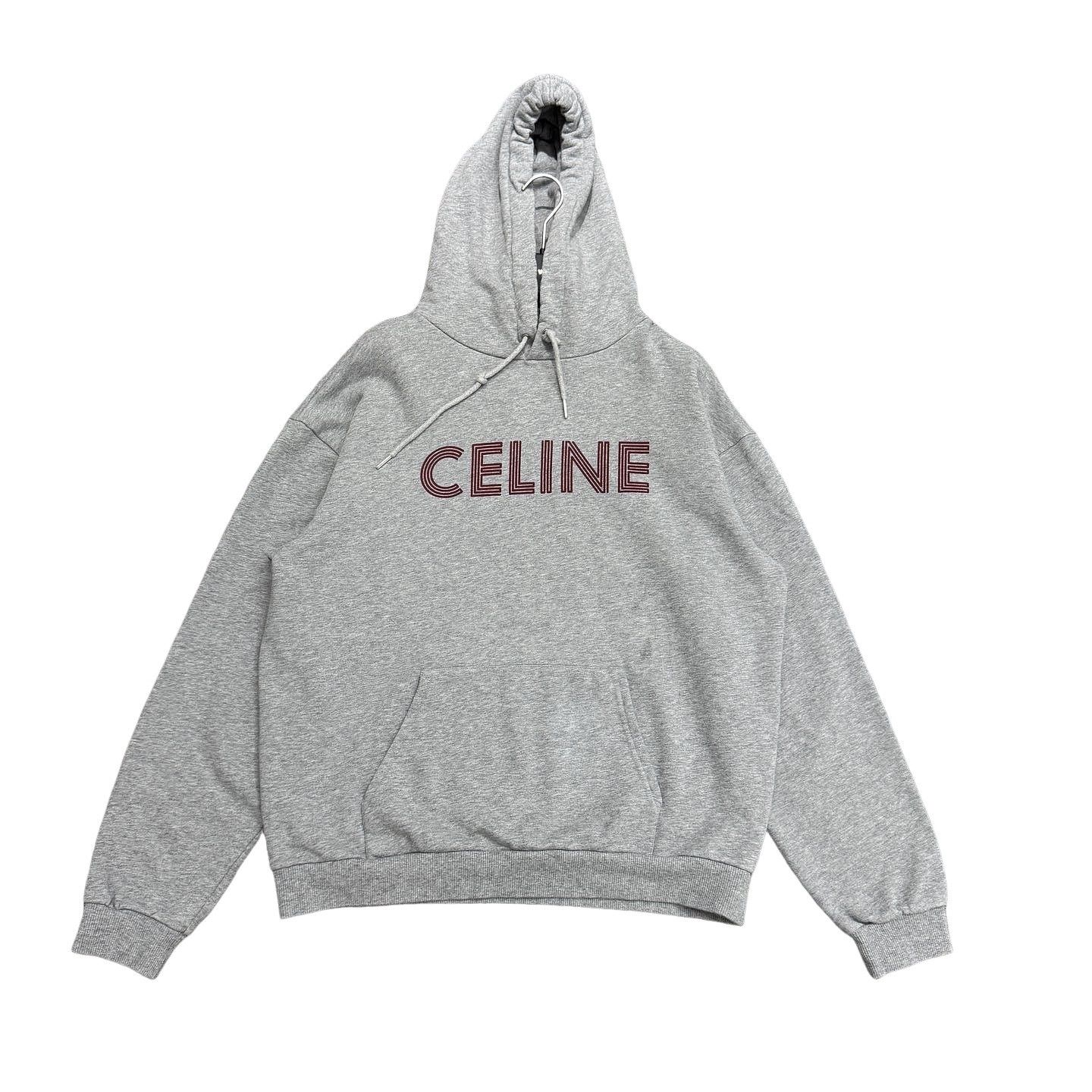 Celine Celine Logo Strings Hoodie Grey | Grailed