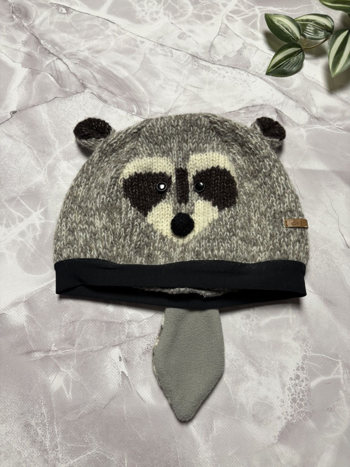 Other deLux Raccoon Knit Beanie Animal Costume Tail Ears One Size Size ONE SIZE - 1 Thumbnail