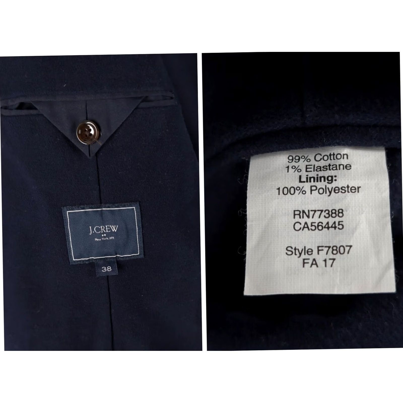 J.Crew J.Crew Blazer Men's 38 Navy Blue Moleskin Stretch Patch Pocket Jacket 38 Ludlow Sport Coat Regular Length Size 38R - 4 Thumbnail