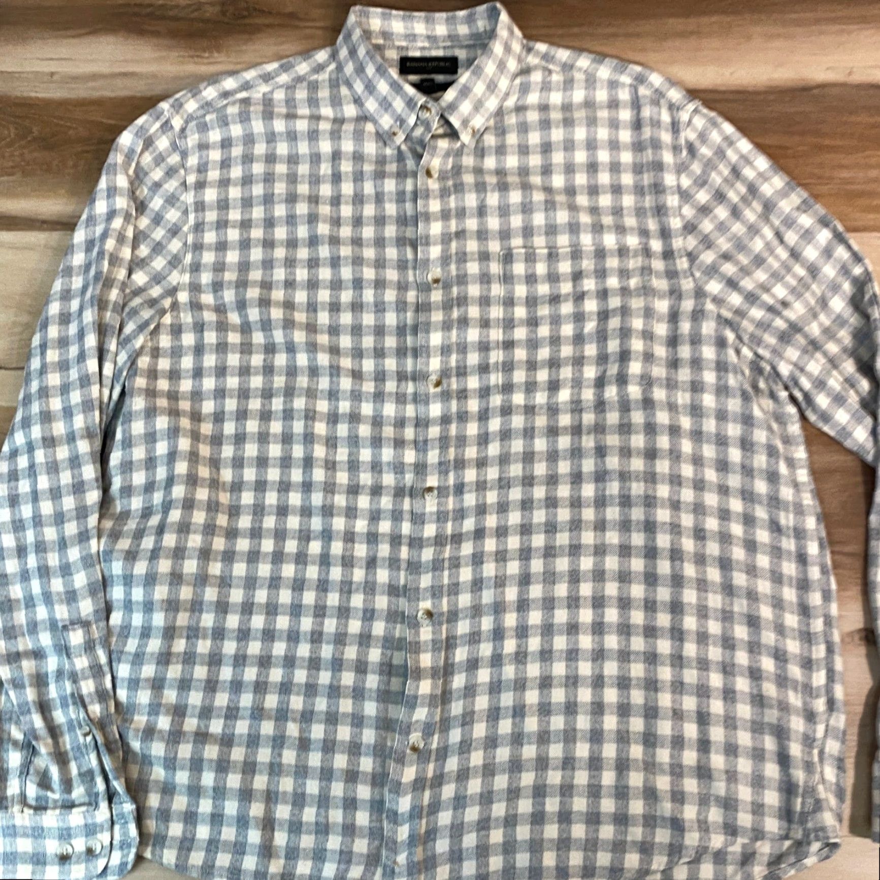 Banana Republic Banana Republic Shirt Mens XXL Slim Fit Flannel Gingham Check Button Down Long Sleeve Casual Geometric Pocket Collared Vintage No Size US XXL / EU 58 / 5 - 3 Thumbnail