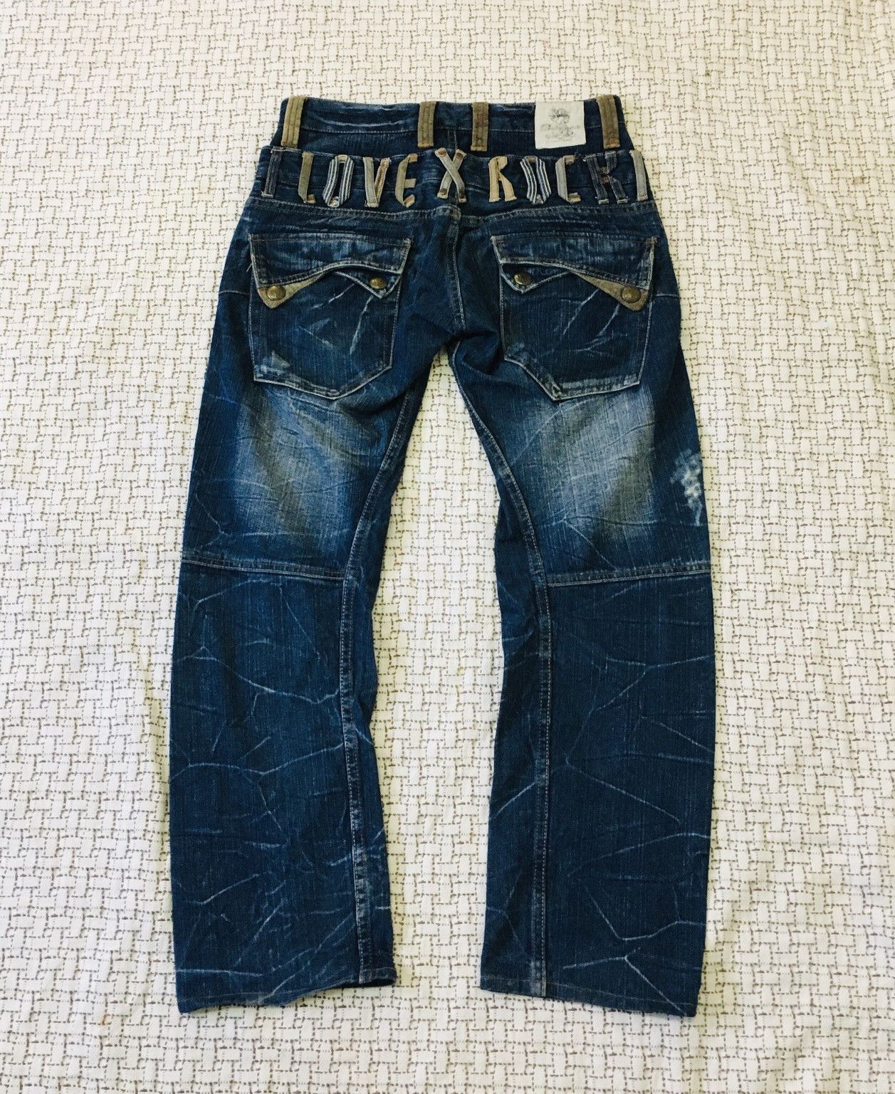 Japanese Brand × PPFM Dominate Love Rock Double Waist Handcrafted Jeans (17) Size US 32 / EU 48 - 2 Thumbnail