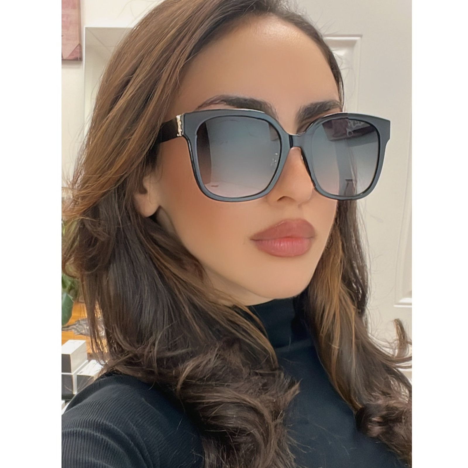 NEW Saint Laurent SLM105/F 002 Black Grey Gradient Square Unisex Sunglasses Saint Laurent SL M9/F 002 Shiny Black/Grey Gradient 56-15  main image 4