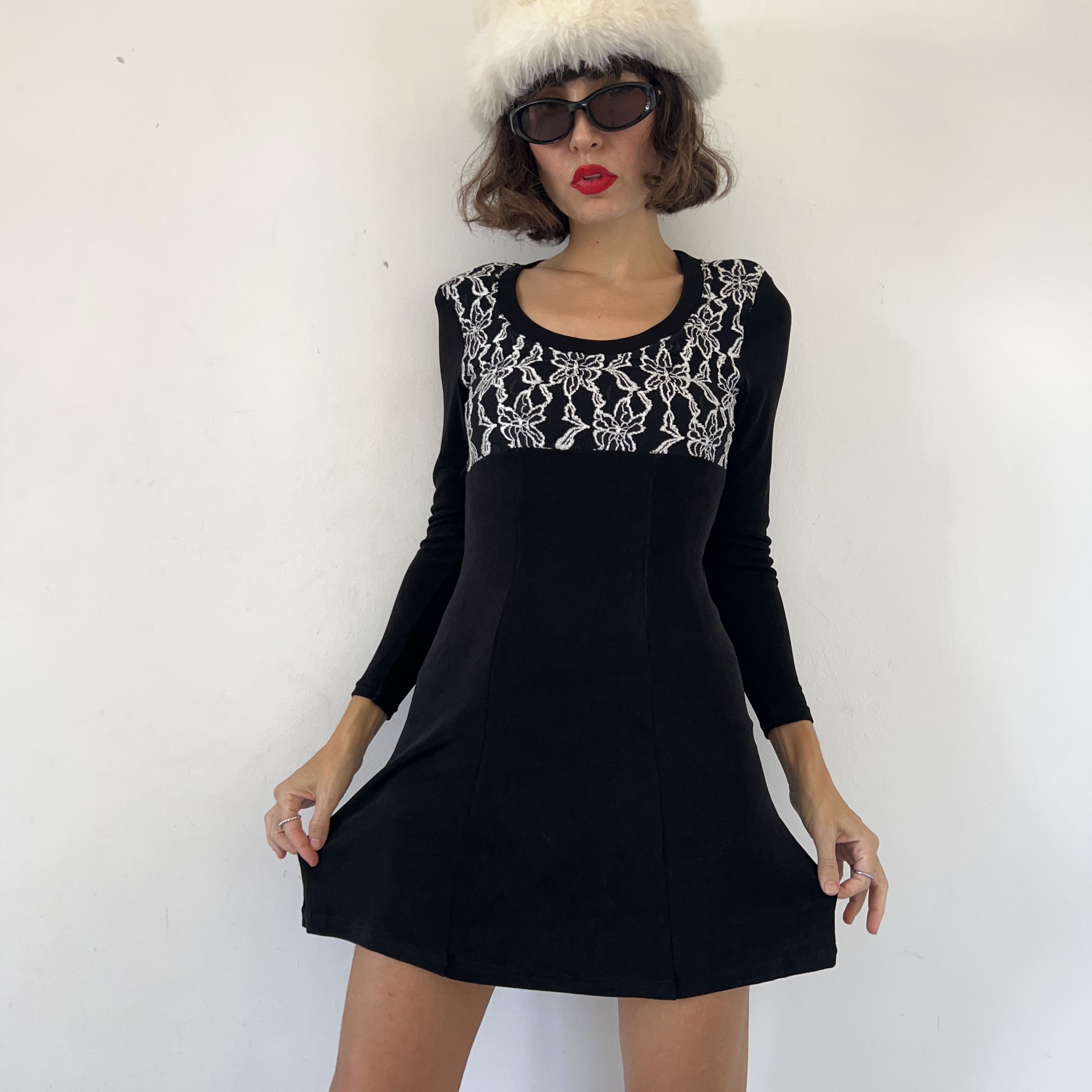Vintage Vintage Grunge 90s Black Mini Dress Size XS / US 0-2 / IT 36-38 - 3 Thumbnail