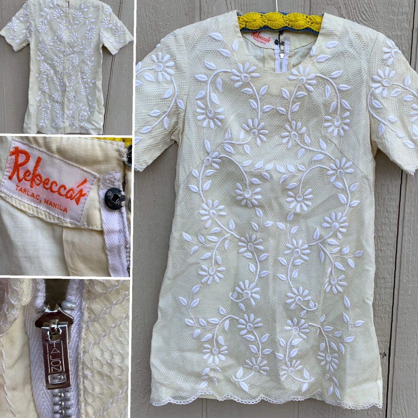 Vintage Vintage Rebecca’s Tarlac Manila Embroidered Dress Metal Talon Zipper Shift Dress Size S / US 4 / IT 40 - 6 Thumbnail