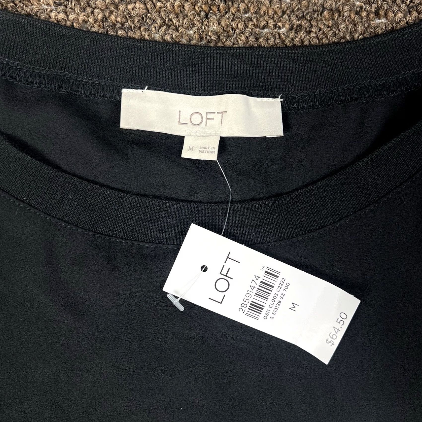 Loft LOFT Ann Taylor Stylish Business Casual Lightweight Blouse Shirt Medium Black Long Sleeve Boat Neck Balloon Sleeve Women Top Size M / US 6-8 / IT 42-44 - 2 Thumbnail