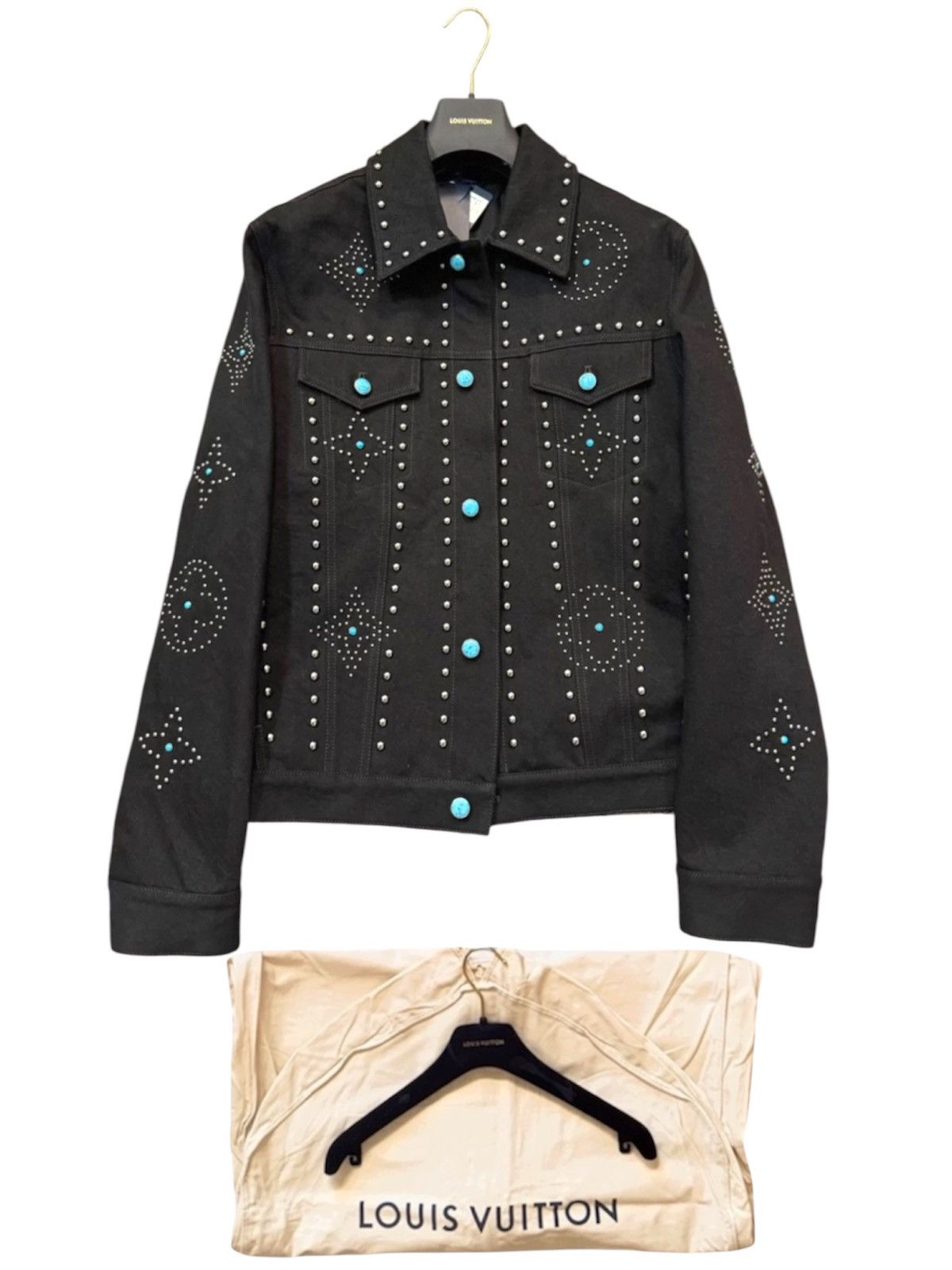 Louis Vuitton Louis Vuitton 52 Turquoise Studded Denim Jacket Black Size US L / EU 52-54 / 3 - 1 Thumbnail