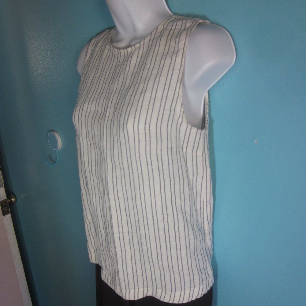 Theory Theory Womens Striped Lace Up Back Linen Tank Size Petite Small Size XS / US 0-2 / IT 36-38 - 10 Thumbnail