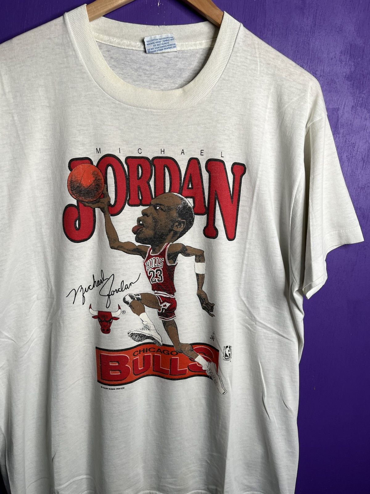 NBA × Salem Sportswear × Vintage Vintage 80s Salem sportswear Michael Jordan bighead t-shirt Size US XL / EU 56 / 4 - 3 Thumbnail