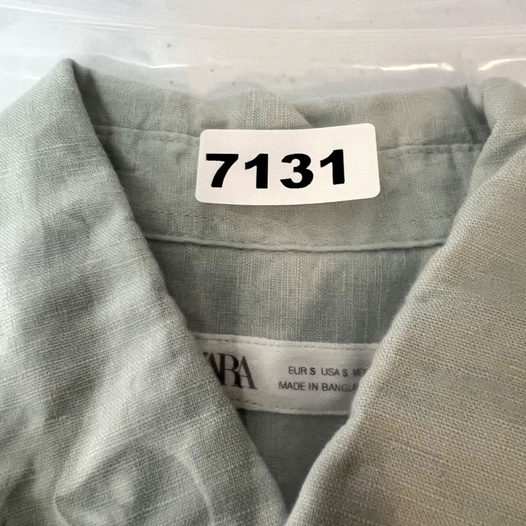 Zara Zara Mens Size Small Light Green Button-Up Linen Blend Shirt Size US S / EU 44-46 / 1 - 7 Thumbnail