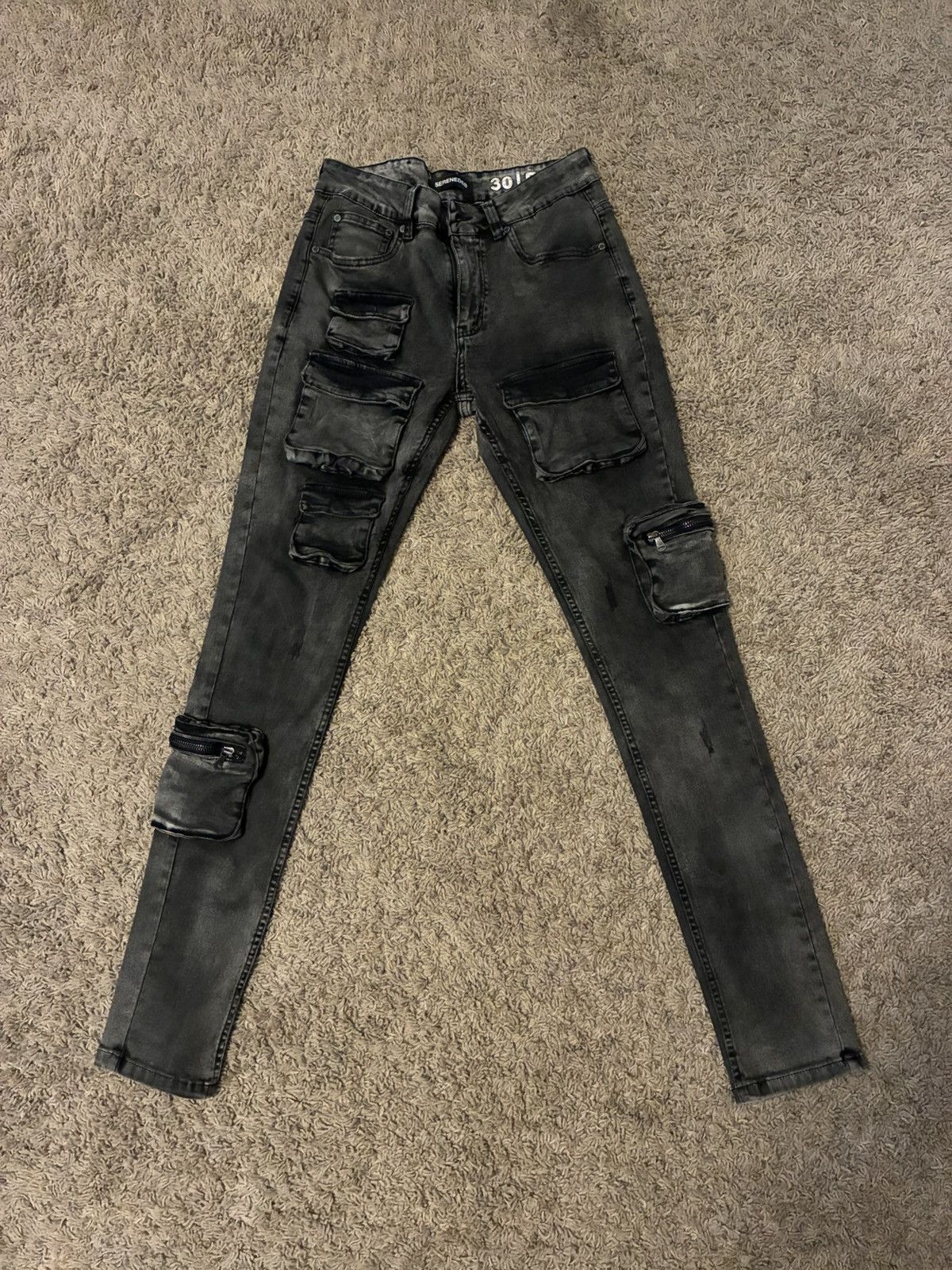 SERENEDE SERENADE | Black Fitted Denim | Cargo Jeans Size US 30 / EU 46 - 1 Thumbnail