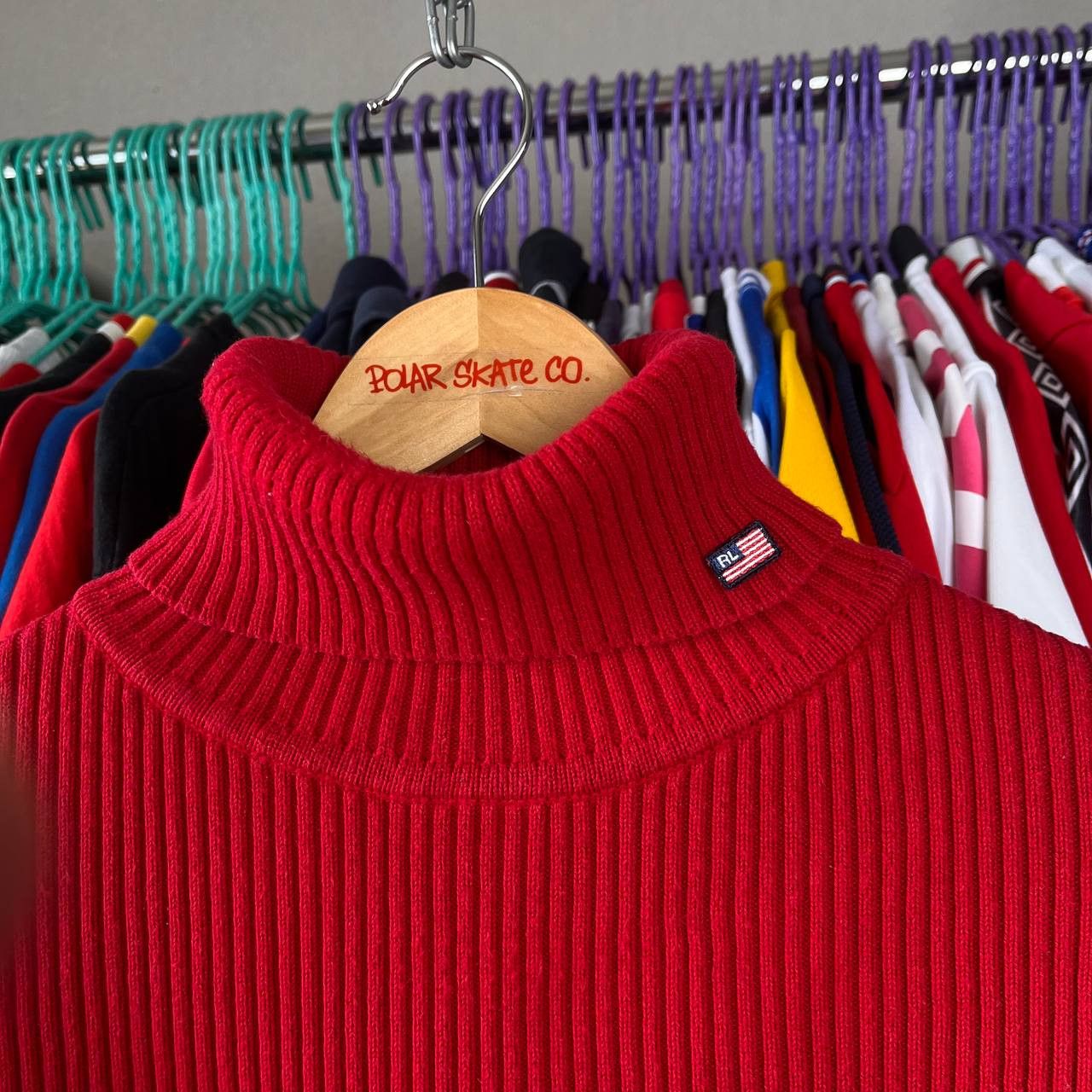 Polo Ralph Lauren 90s Polo Jeans Co Ralph Lauren Red Knit Turtleneck Sweater Size US XL / EU 56 / 4 - 4 Thumbnail
