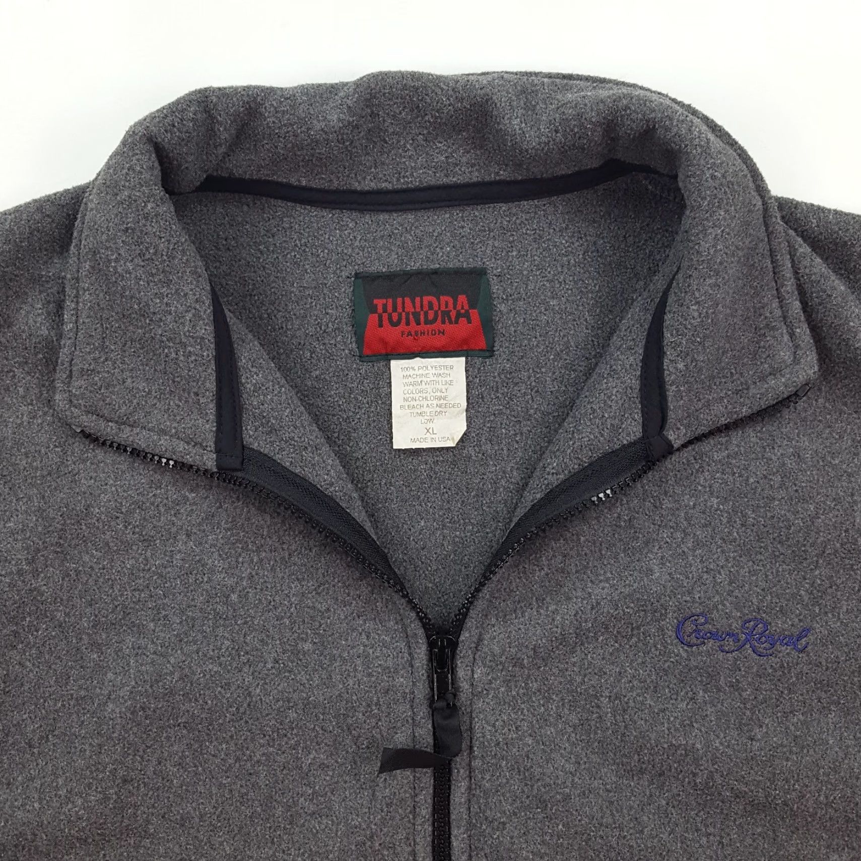 Vintage VINTAGE Crown Royal Fleece Jacket Windbreaker Logo Zip Up Gray XL Men Size US XL / EU 56 / 4 - 4 Thumbnail