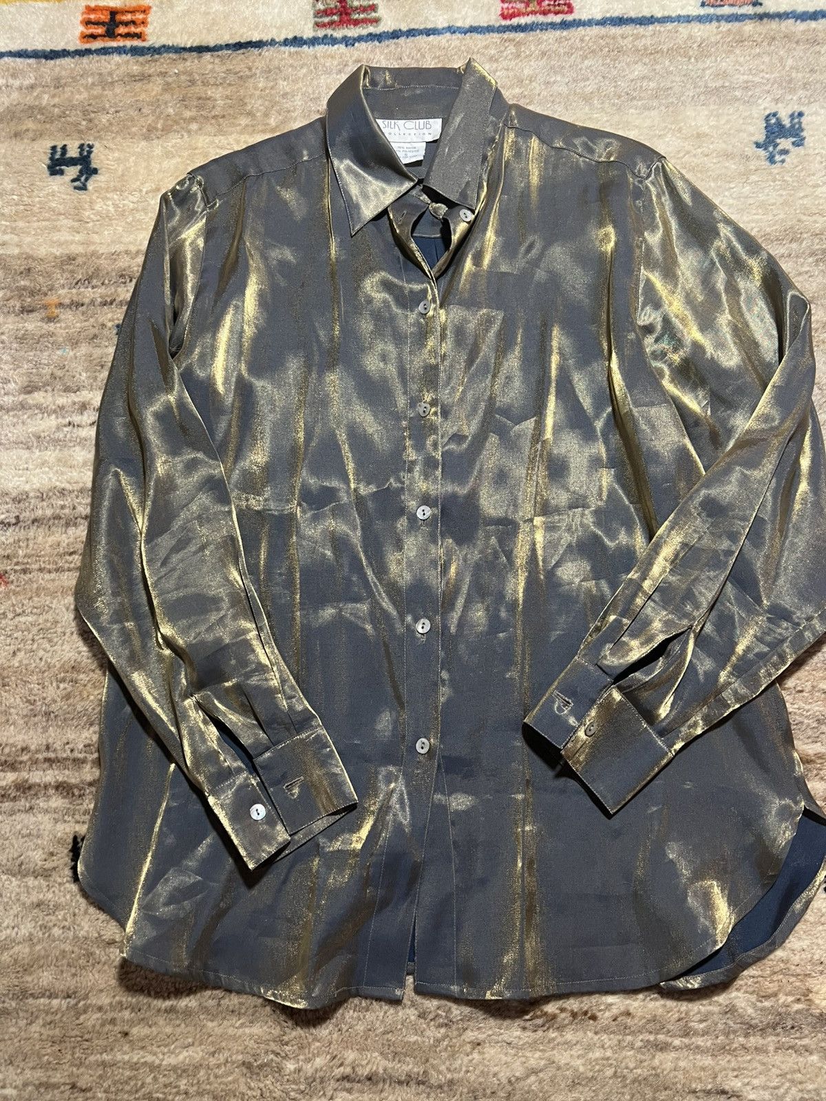Vintage Blue/gold shimmer blouse 🪲 Size S / US 4 / IT 40 - 7 Thumbnail