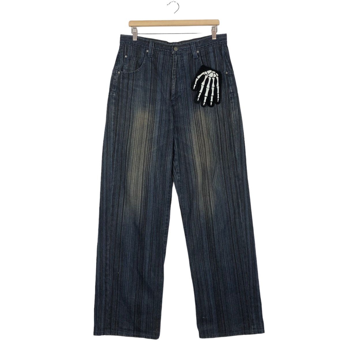 Japanese Brand 🔥90’s Vintage Airwalk Striped Denim Jeans Size US 34 / EU 50 - 2 Thumbnail