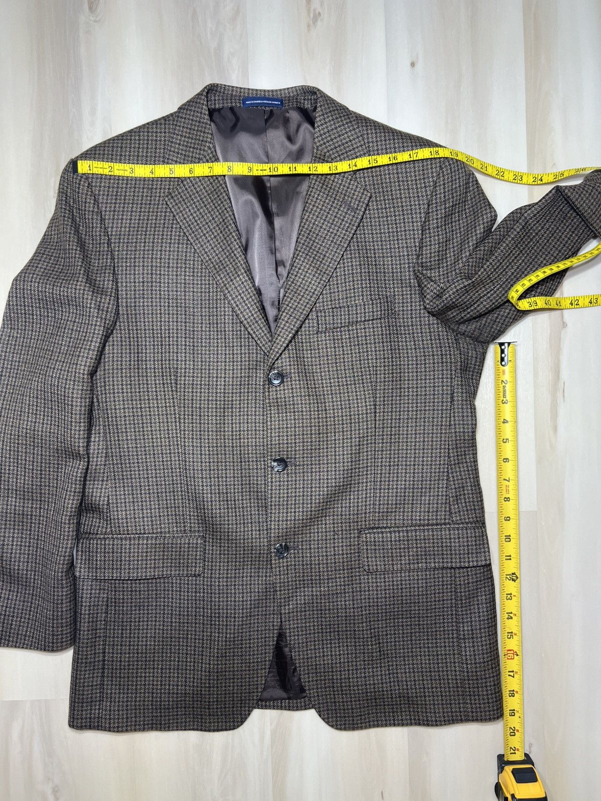 Stafford Stafford Essential Mens 40R Brown Houndstooth 3 Button Size 40R - 5 Thumbnail