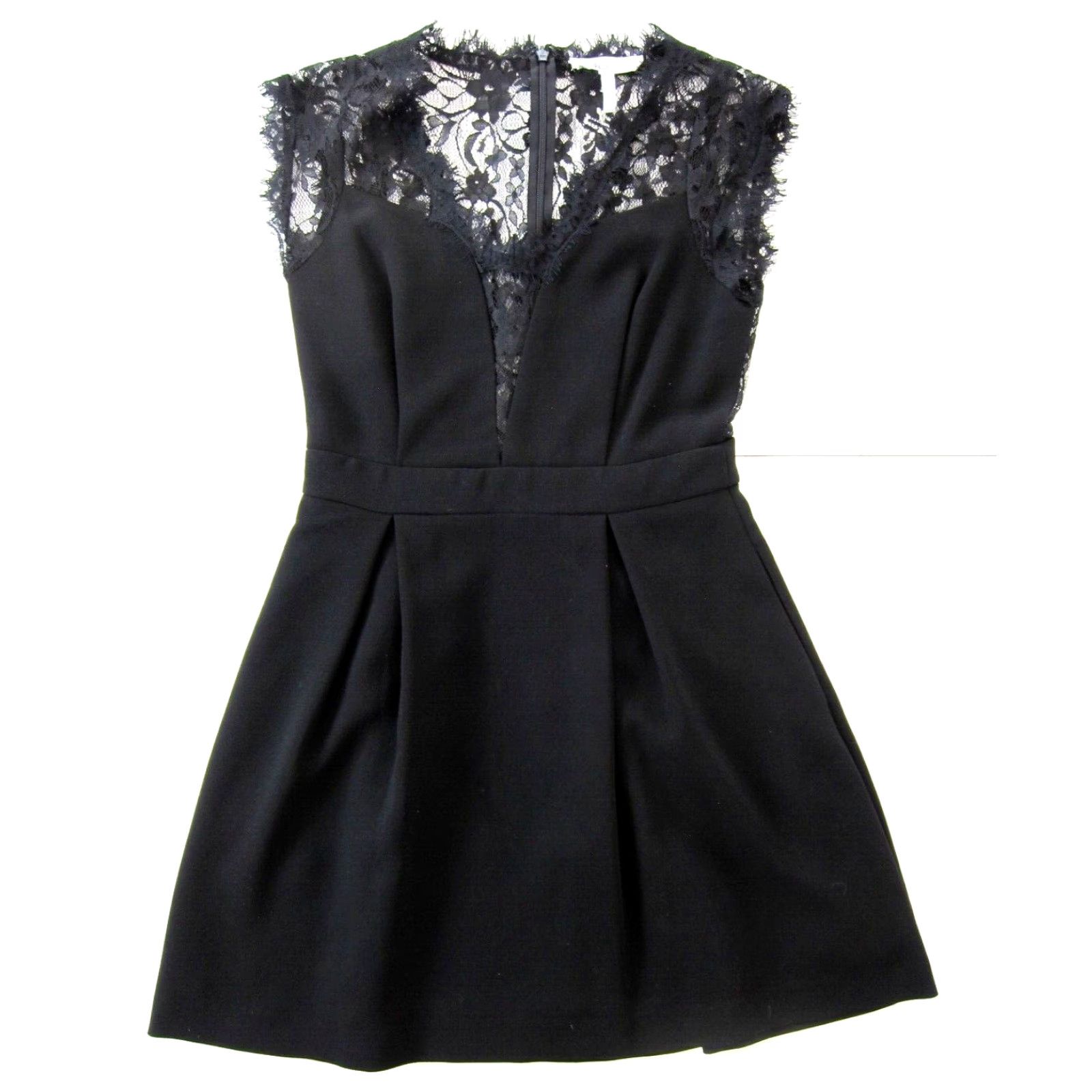 BCBGeneration BCBGeneration Black Lace Cap Sleeve V-Neck Sheath Dress Size 6 with Pockets Size M / US 6-8 / IT 42-44 - 2 Thumbnail