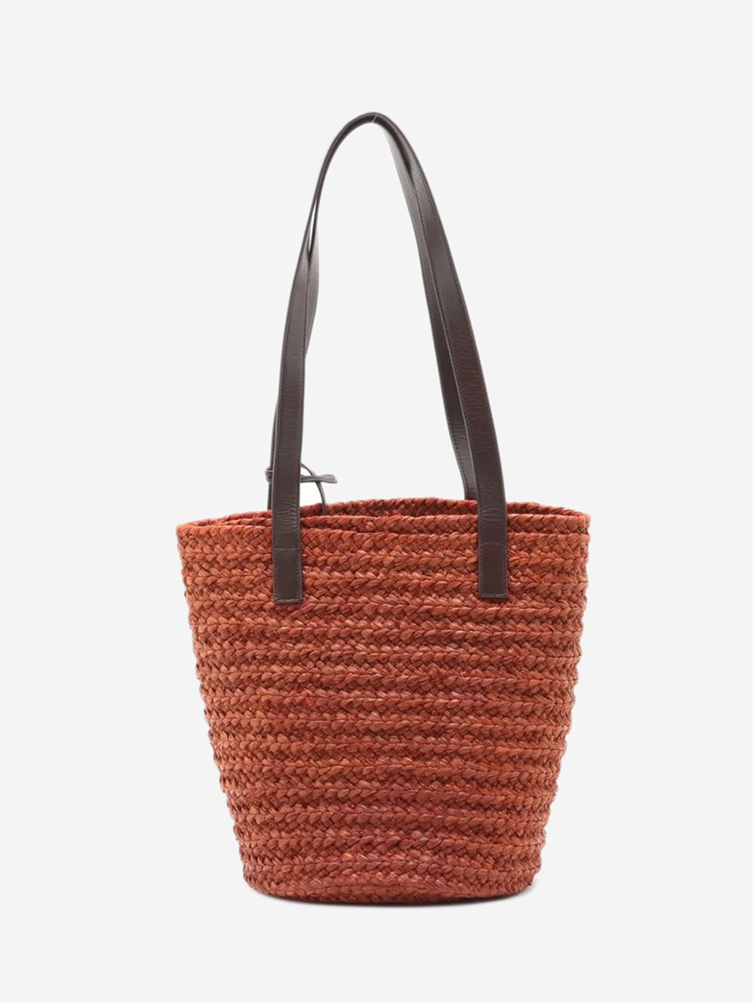 Saint Laurent Paris Brown Paris Panier raffia & leather tote bag Size ONE SIZE - 1 Thumbnail