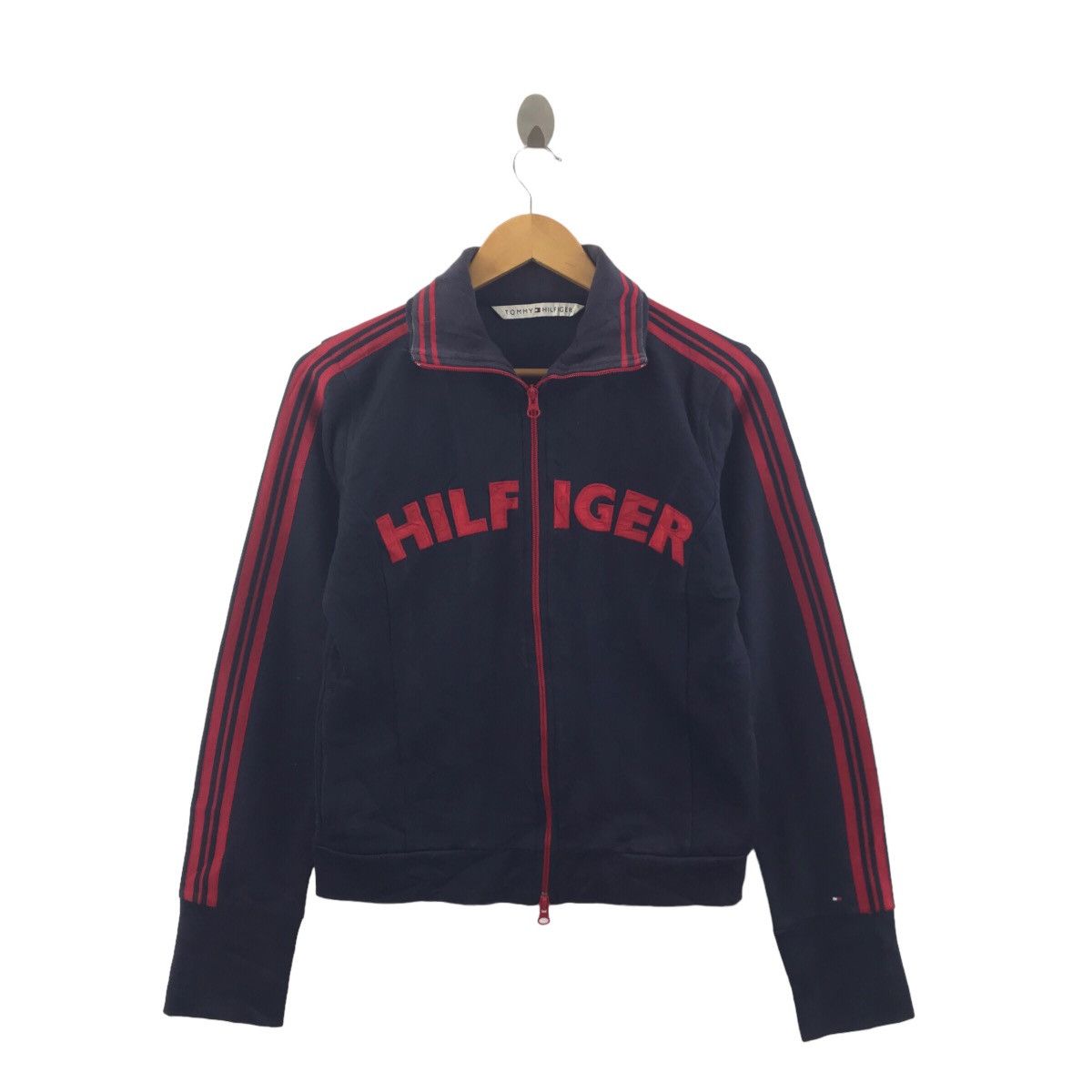 Vintage TOMMY HILFIGER Brand Print Stripes Side Tape Sweater