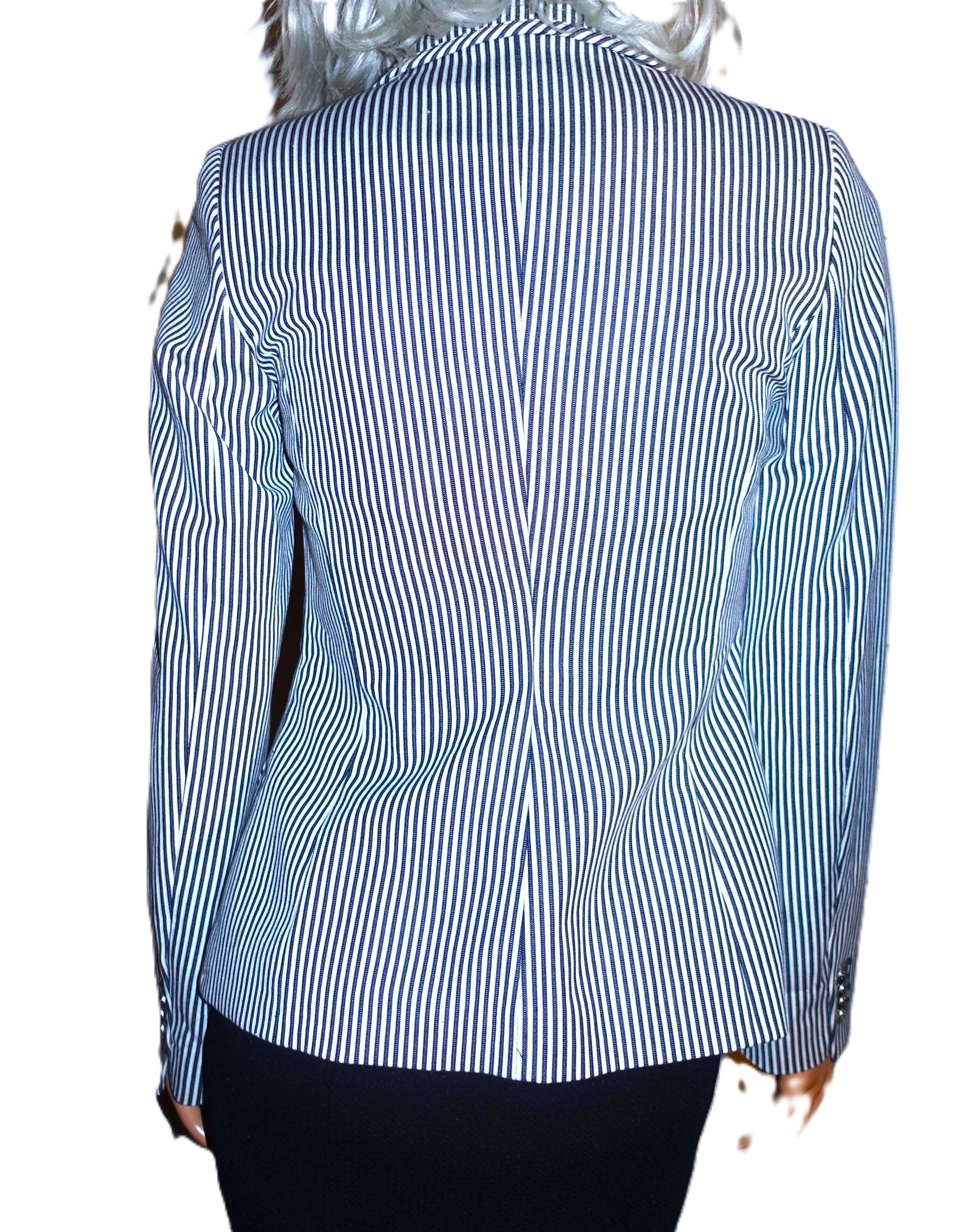 Other MNG Suit Navy Blue White Striped Jacket 2 Size XS / US 0-2 / IT 36-38 - 6 Thumbnail