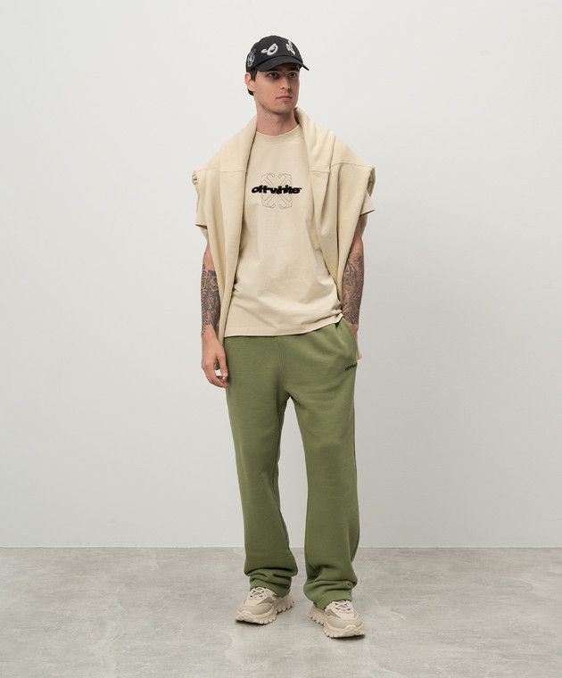 Off-White o1h1sh11224 Flock Arrow Slim Tee in Black/Beige Size US M / EU 48-50 / 2 - 4 Thumbnail