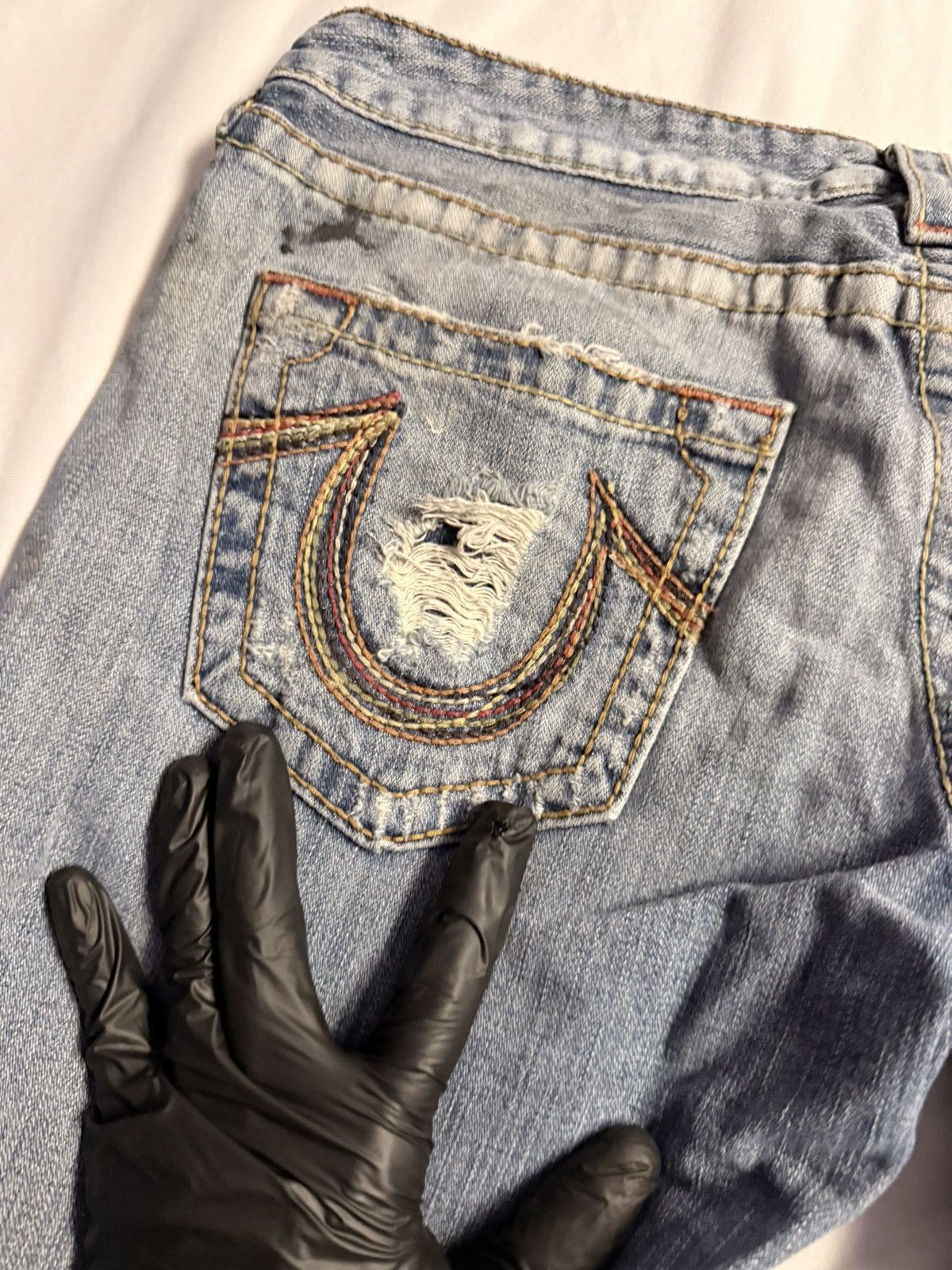 True Religion × Vintage Rainbow True Religion Jeans Real Vintage Y2K Bobby Big T Cut Size 31" - 9 Thumbnail