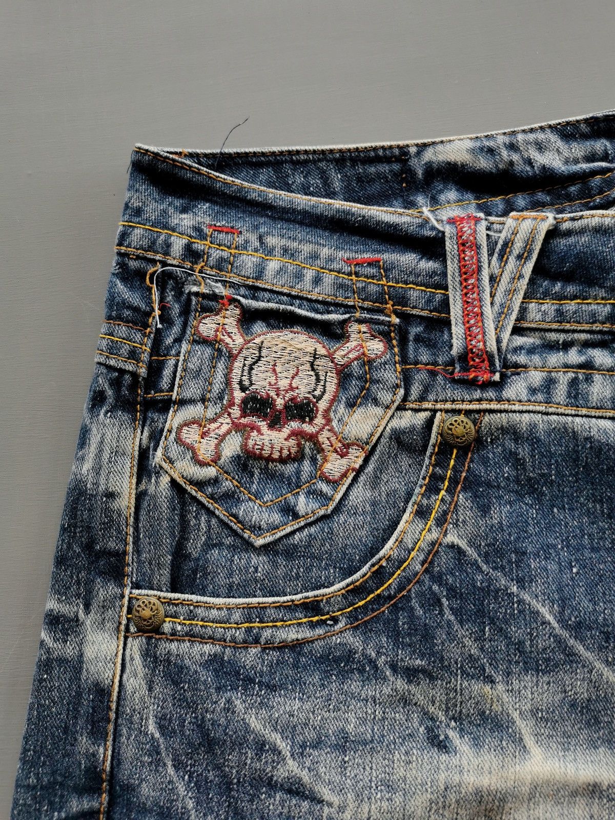 Japanese Brand Skull The World Freedom Whiskers Fades Short Jeans Size US 34 / EU 50 - 7 Thumbnail