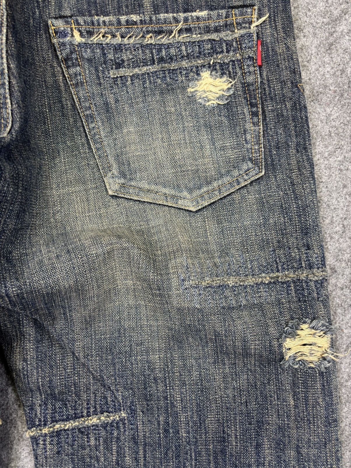 Japanese Brand 💥Insane Patchwork Style💥Bartack Distressed Denim K24 Size US 31 - 14 Thumbnail