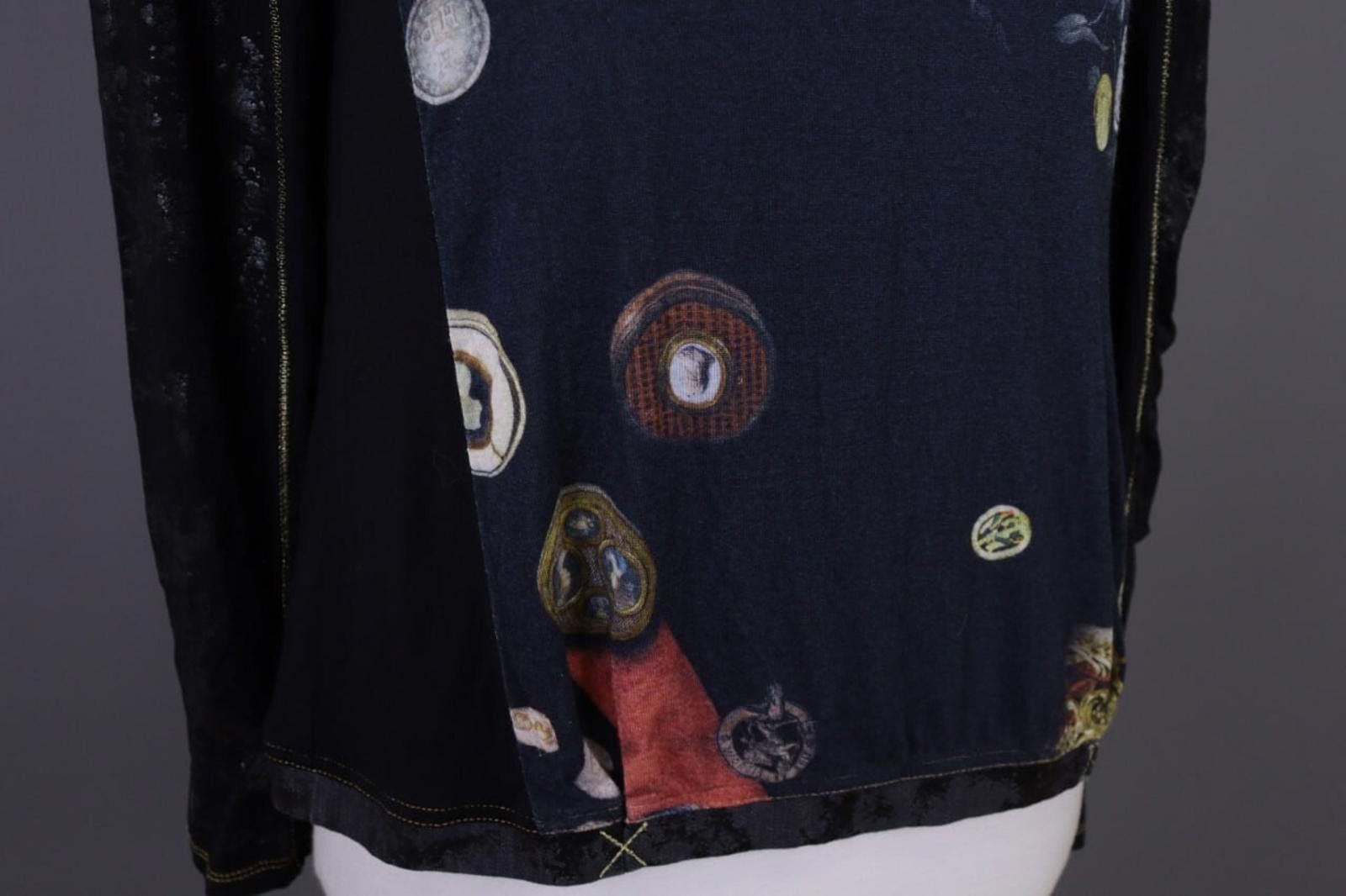 Designer Elisa Cavaletti Black Floral Relaxed Blouse Shirt Size L Size L / US 10 / IT 46 - 7 Thumbnail