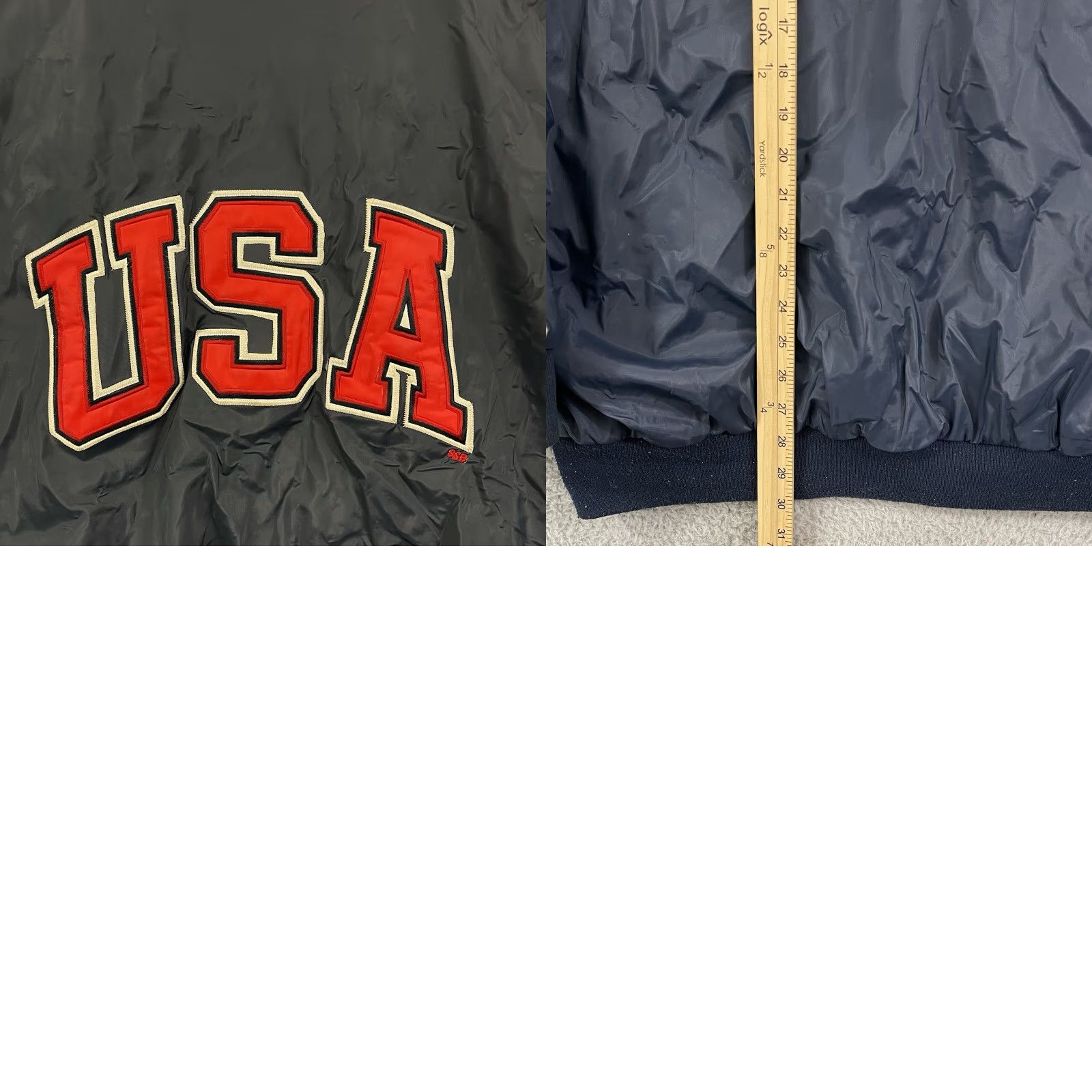 Vintage VINTAGE Steve & Barry's Jacket Mens 3XL Blue USA Flag Polyvinyl Zip Hooded Lined Size US XXL / EU 58 / 5 - 9 Thumbnail