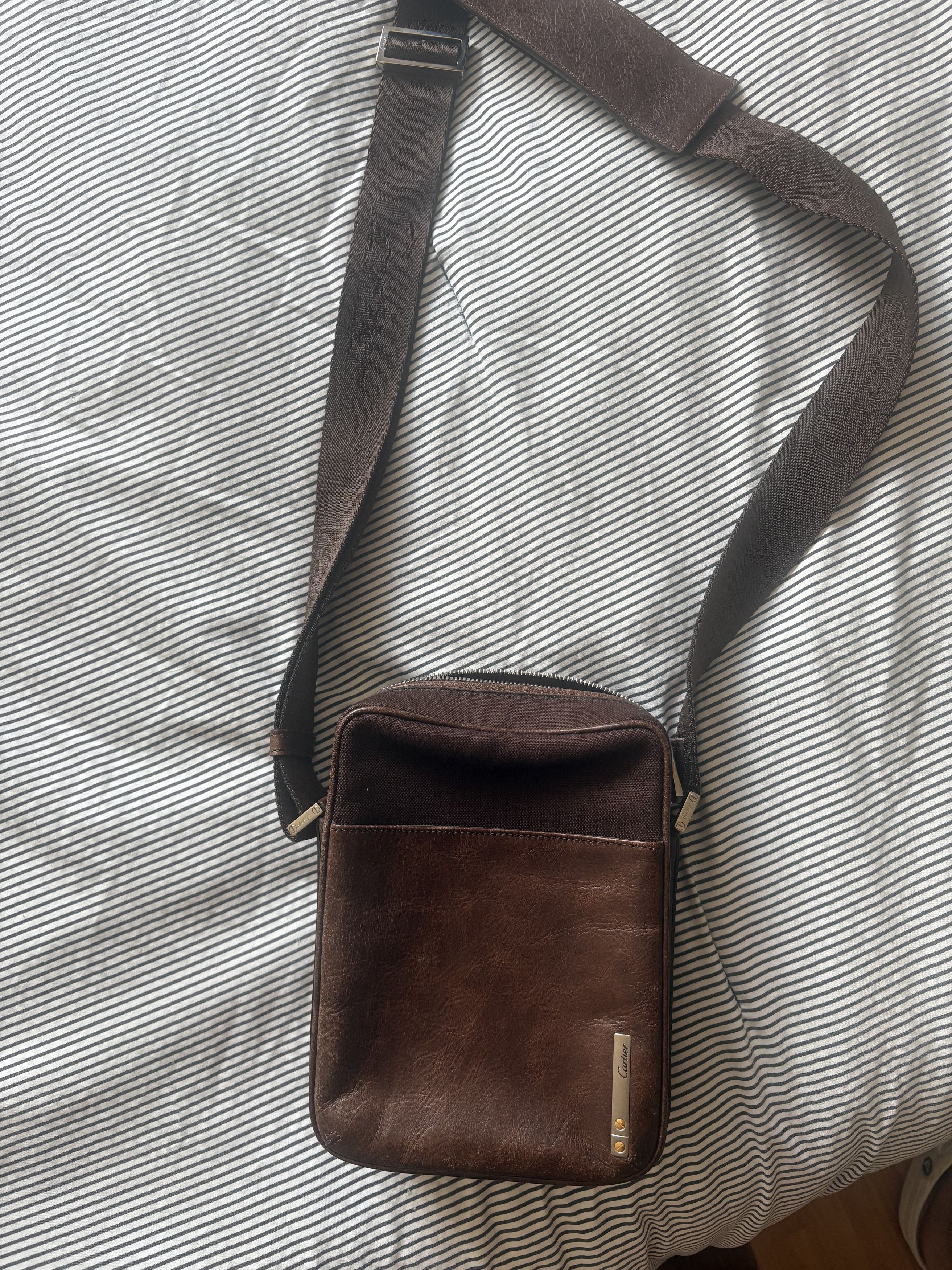 Cartier Men's Brown Leather Crossbody Bag
